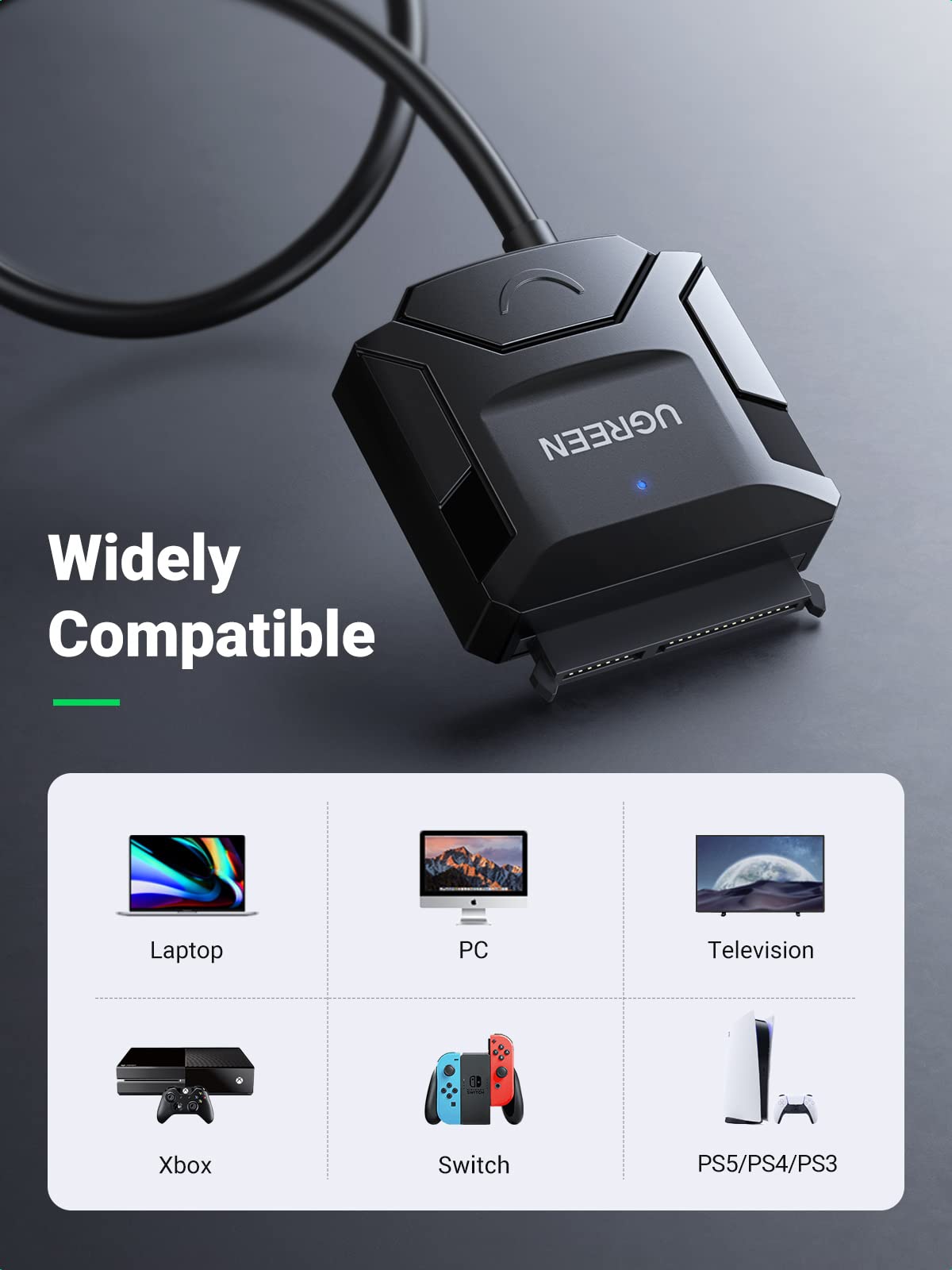Foto 5 | Cable Adaptador Sata A Usb 3.0 Ugreen Para Ssd/hdd De 3,5 Y 2,5 Pulgadas - Venta Internacional.