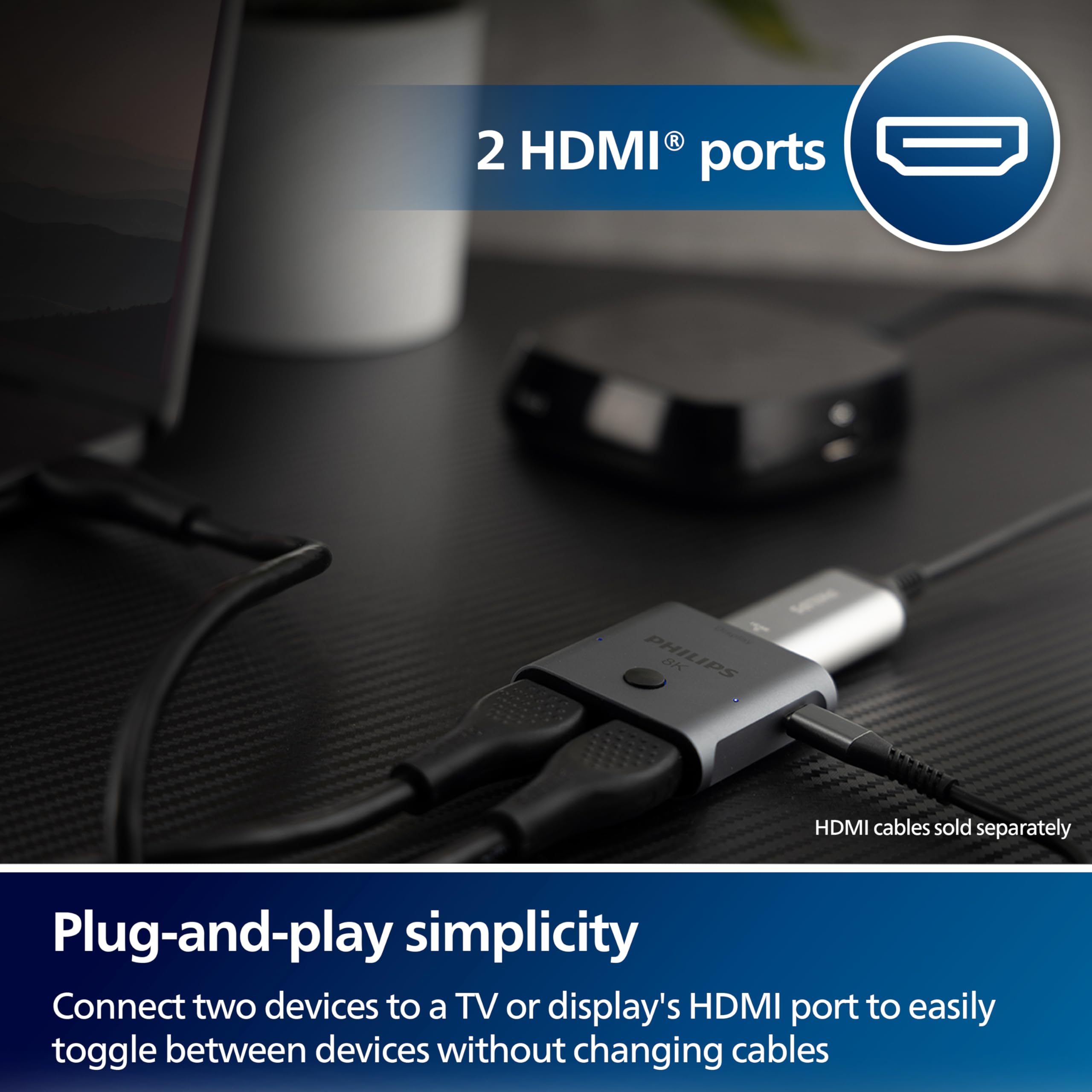 Foto 4 pulgar | Conmutador Hdmi 2.1 Philips Para 2 Dispositivos 8k @60hz 4k @120hz - Venta Internacional.