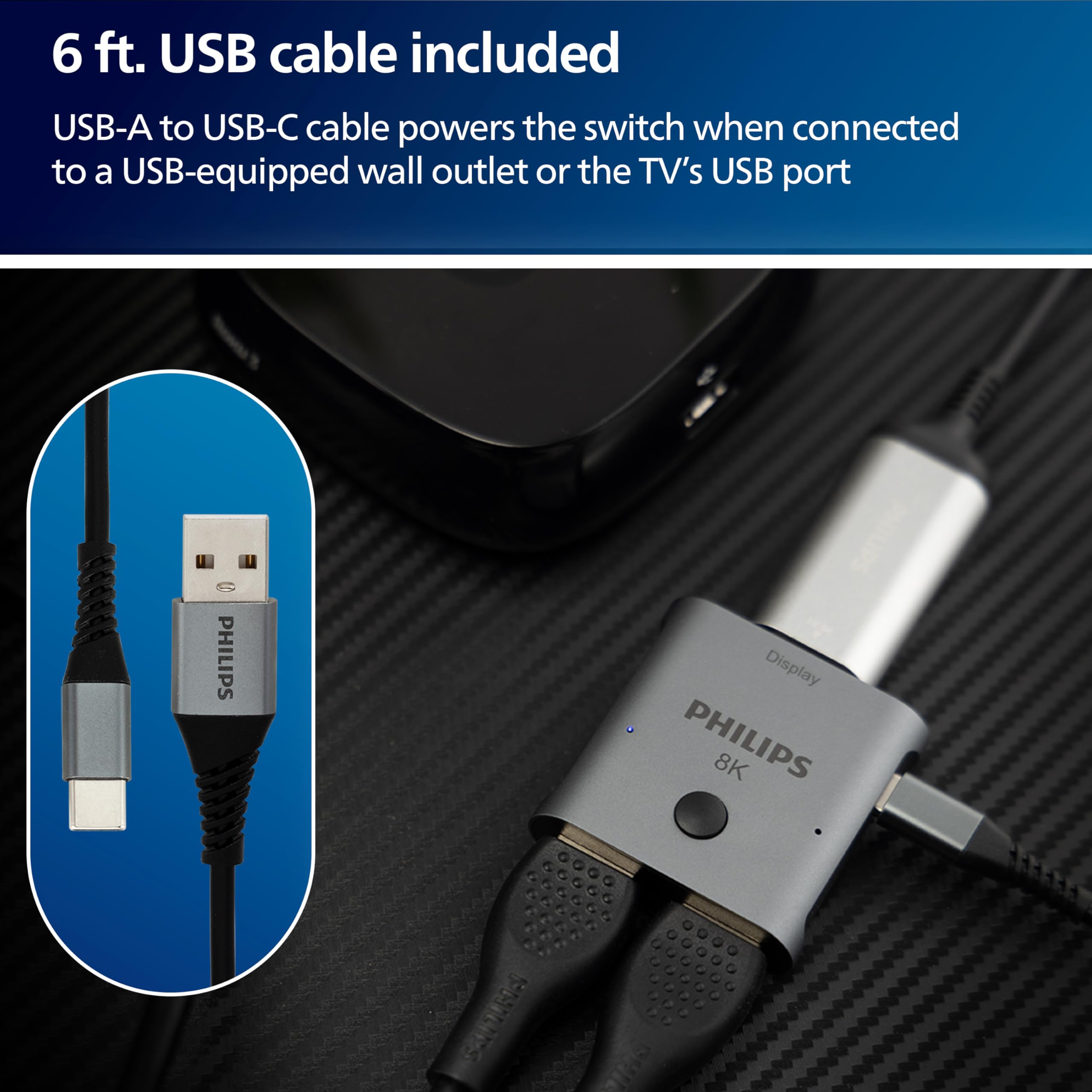 Foto 5 pulgar | Conmutador Hdmi 2.1 Philips Para 2 Dispositivos 8k @60hz 4k @120hz - Venta Internacional.