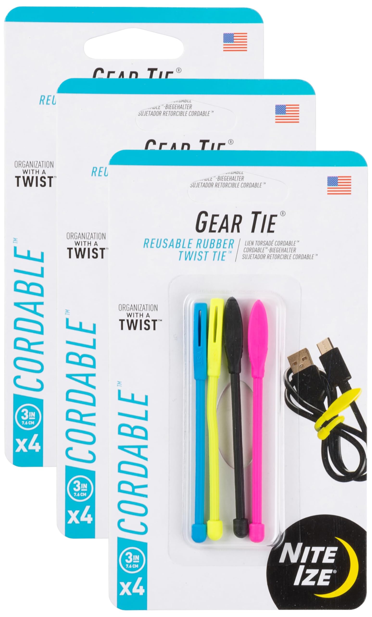 Foto 1 | Corbata Retorcida De Goma Reutilizable Nite Ize Gear Tize, Corbata De 3 Cm, Paquete De 12 - Venta Internacional.