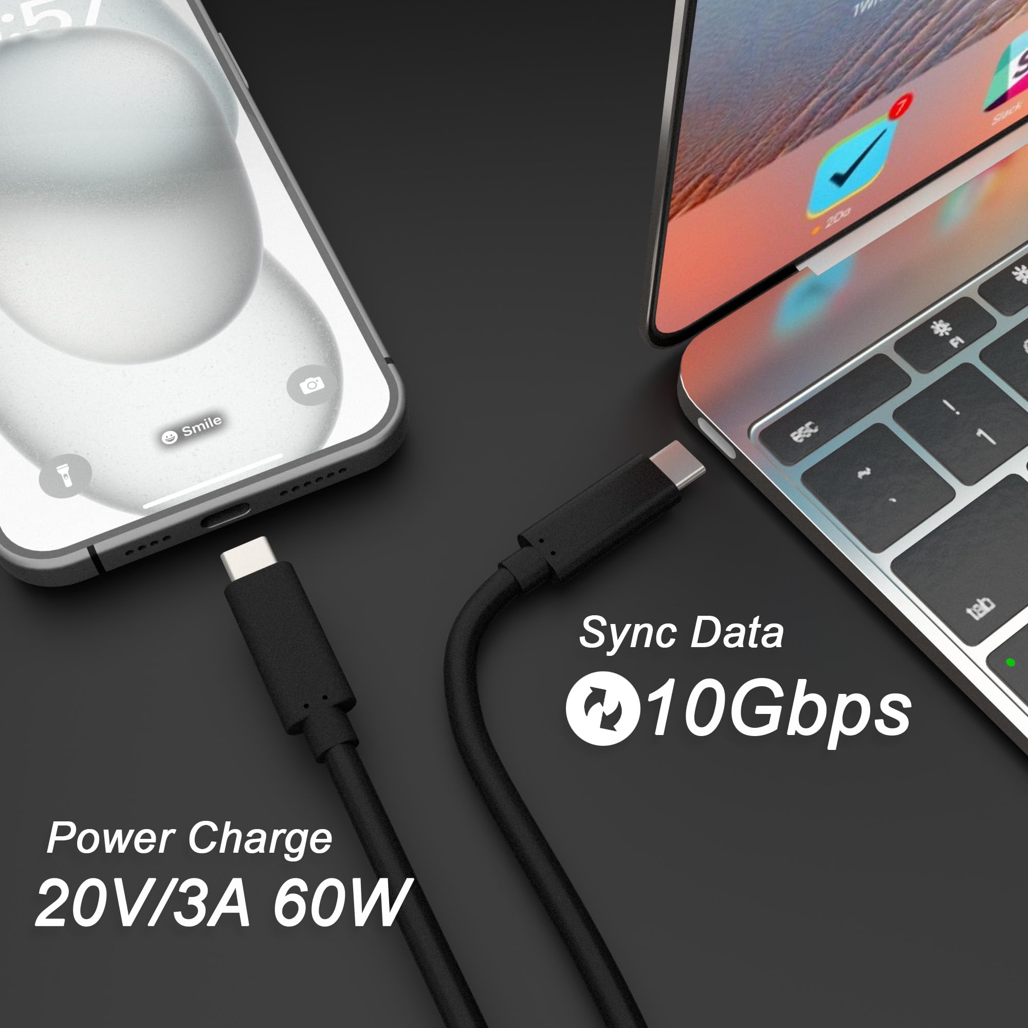 Foto 4 pulgar | Cable De Carga Cablelera Usb Tipo C A C De 1 M Negro De 60 W - Venta Internacional.