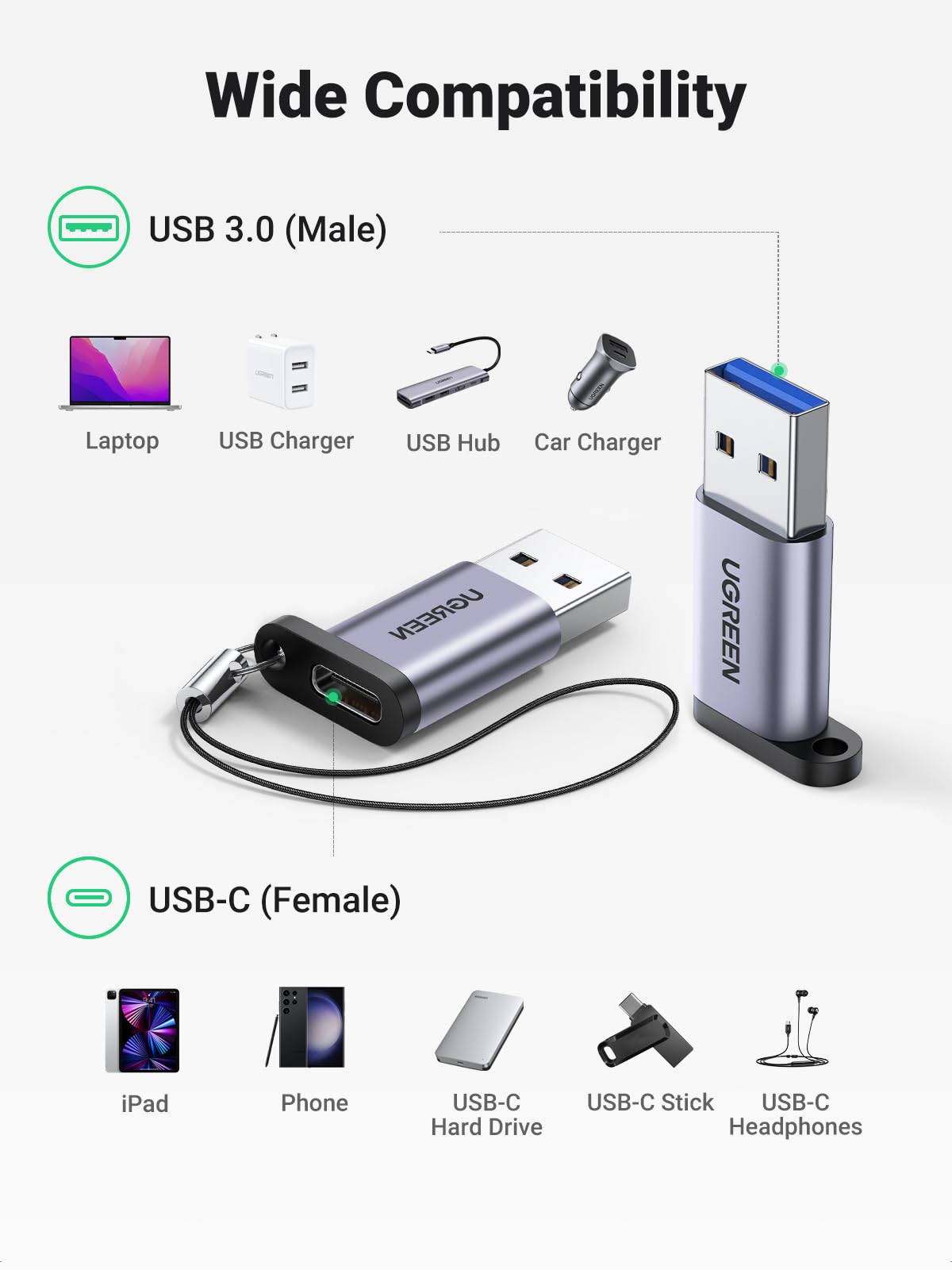 Foto 6 pulgar | Adaptador Ugreen Usb C Hembra A Usb Macho De 10 Gbps, Paquete De 2, Gris - Venta Internacional.