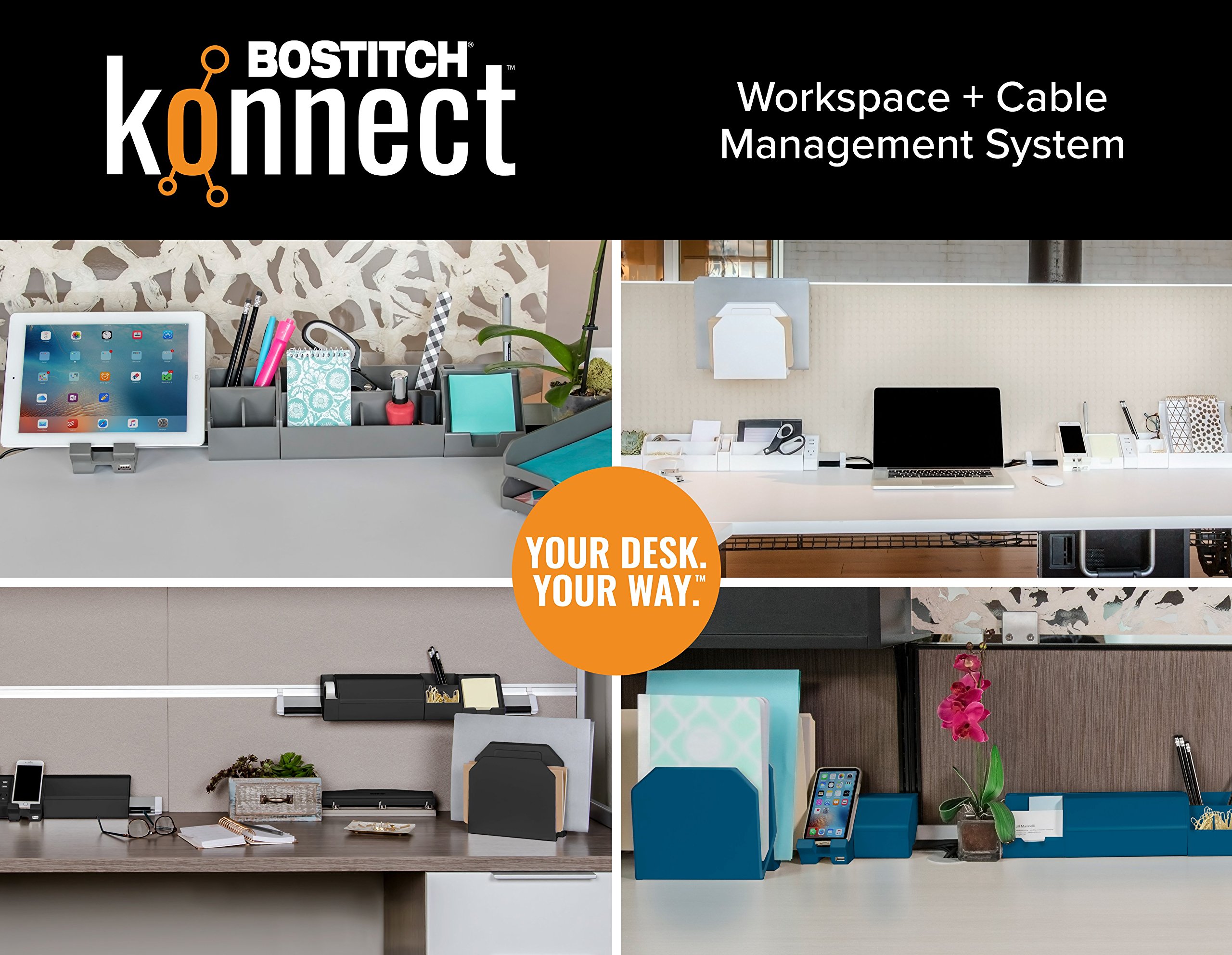 Foto 7 pulgar | Organizador De Escritorio Bostitch Konnect, Soporte Ancho Para Lápices Con Accesorios - Venta Internacional.