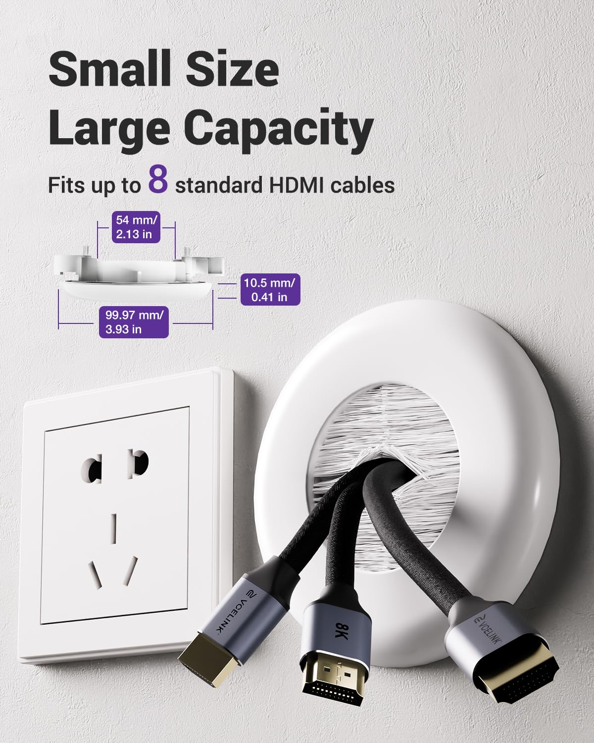 Foto 5 | Kit De Gestión De Cables Vcelink Brush In Wall Para Tv Montado En La Pared - Venta Internacional.