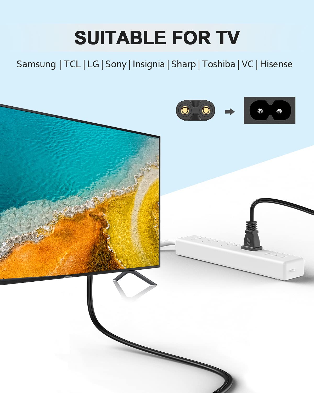 Foto 4 pulgar | Cable de Alimentación Bicmice 6 Pies 18 Awg 7 a 125 V Ac 2 Clavijas - Venta Internacional