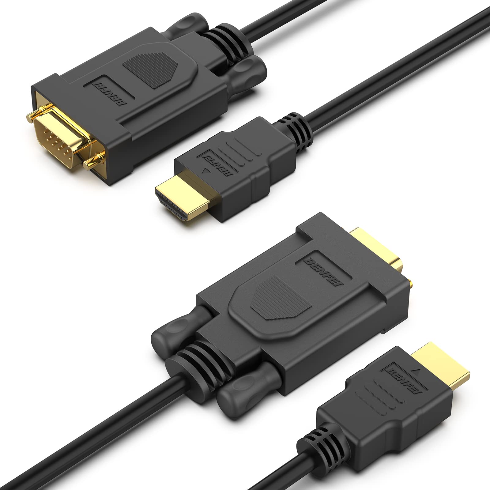 Foto 2 pulgar | Cable Hdmi A Vga Benfei De 6 Pies, 2 Unidades, 1080p, Para Monitor De Ordenador - Venta Internacional.