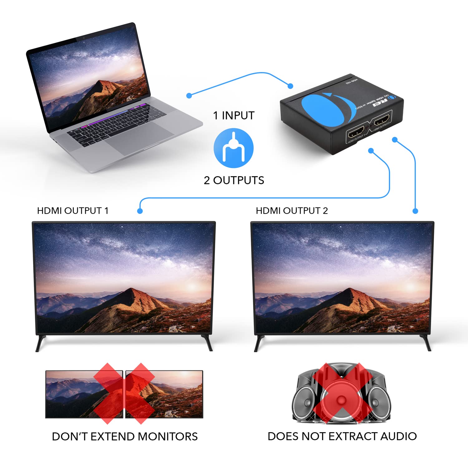 Foto 6 | Divisor HDMI Orei 4K 1x2 Duplicado/Espejo UltraHD 4K @30hz - Venta Internacional