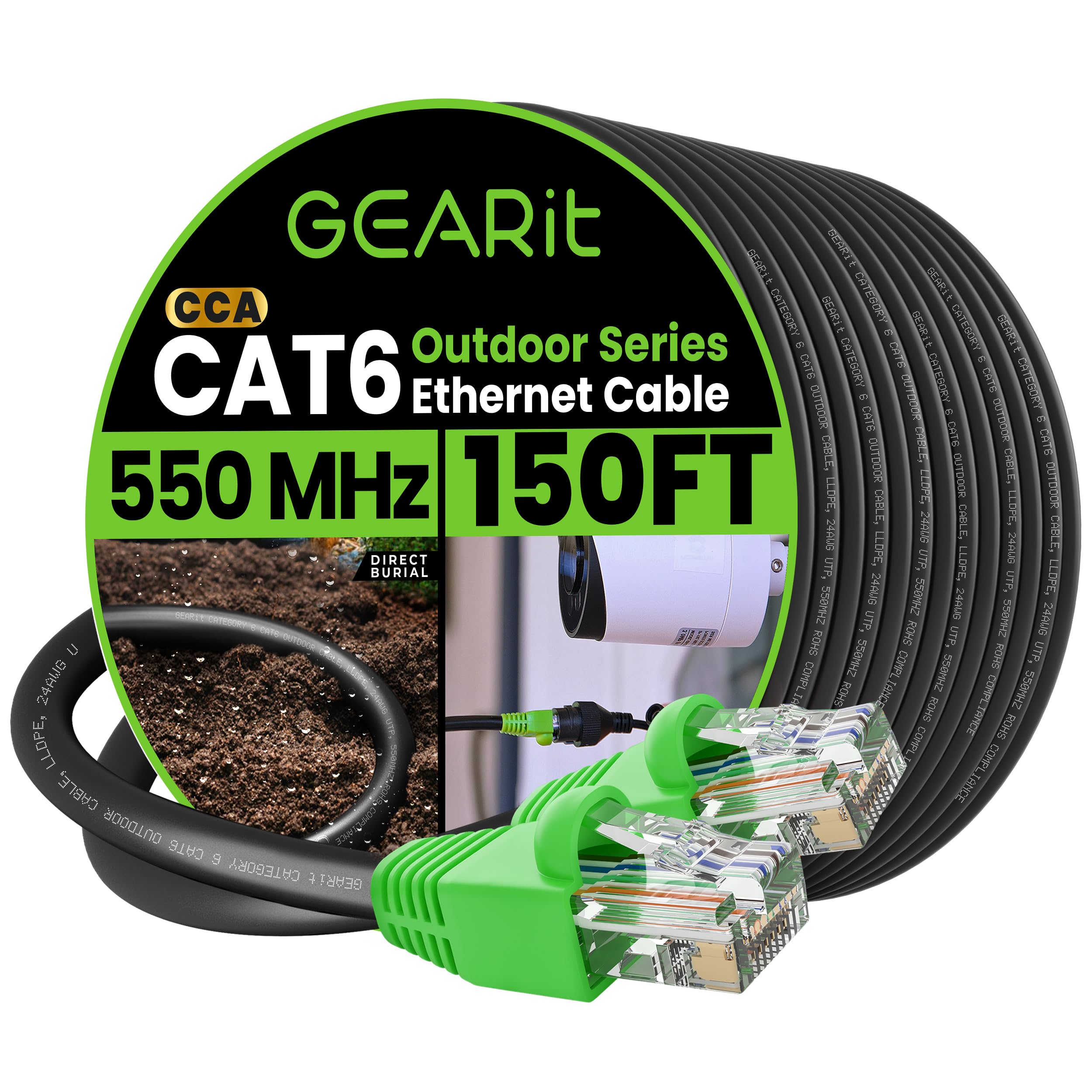 Cable De Conexión Ethernet Gearit Rj45 Cat-6 De 45,7 M Negro Para Exteriores - Venta Internacional.
