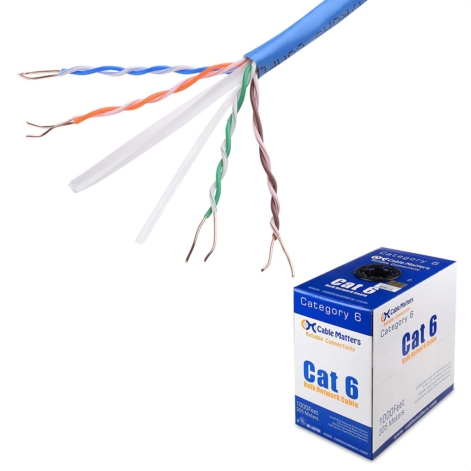 Cable Ethernet Matters Cat 6 De 1000 Pies Con Certificación Ul, Color Azul - Venta Internacional.