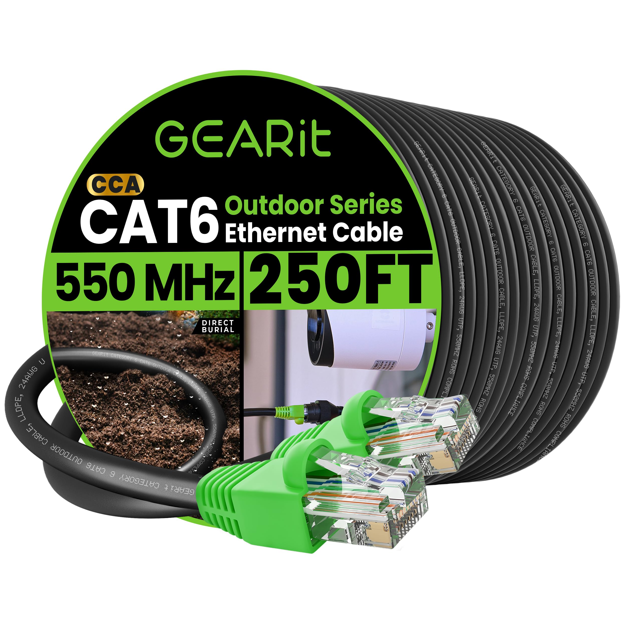 Cable De Conexión Ethernet Gearit Rj45 Cat-6 De 10 Gbps Y 76,2 M, Negro - Venta Internacional.