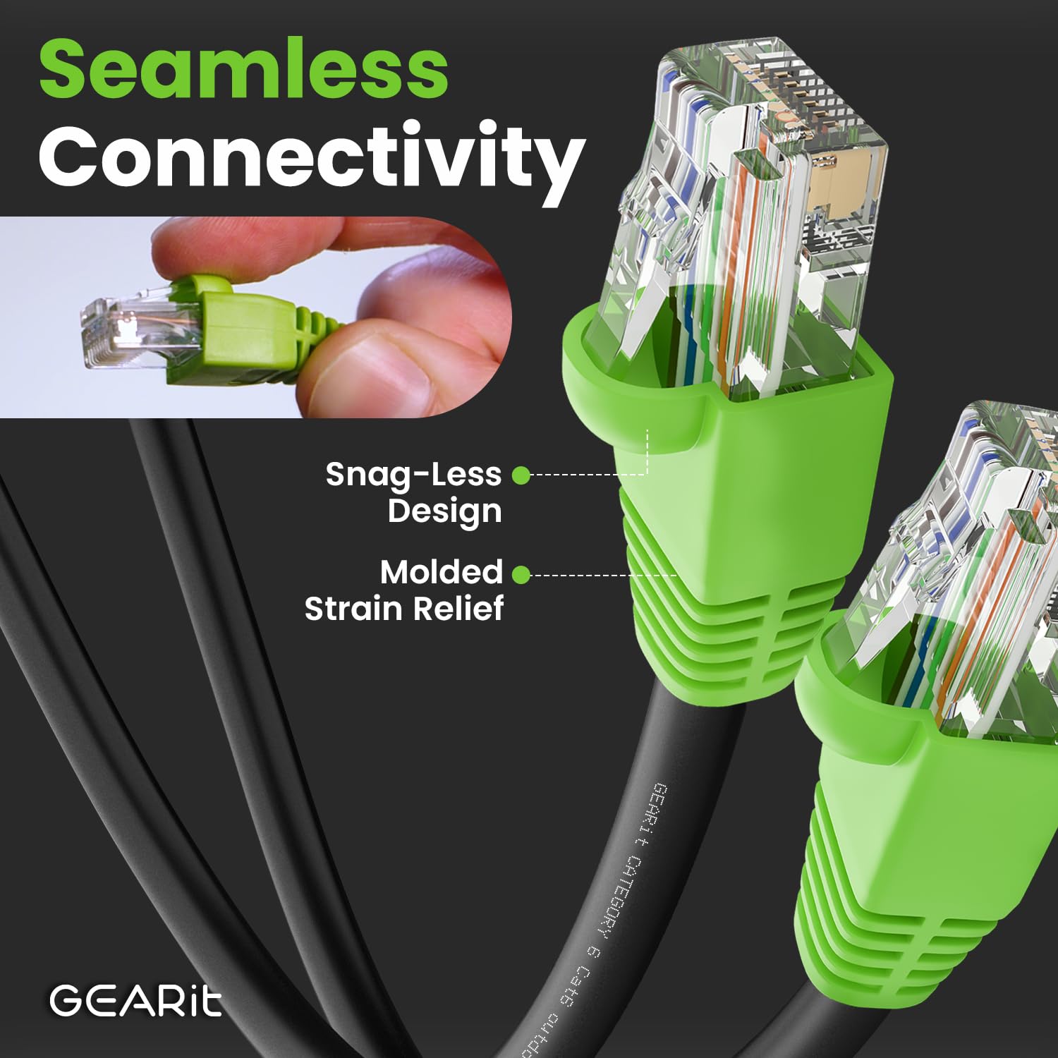Foto 6 pulgar | Cable De Conexión Ethernet Gearit Rj45 Cat-6 De 10 Gbps Y 76,2 M, Negro - Venta Internacional.
