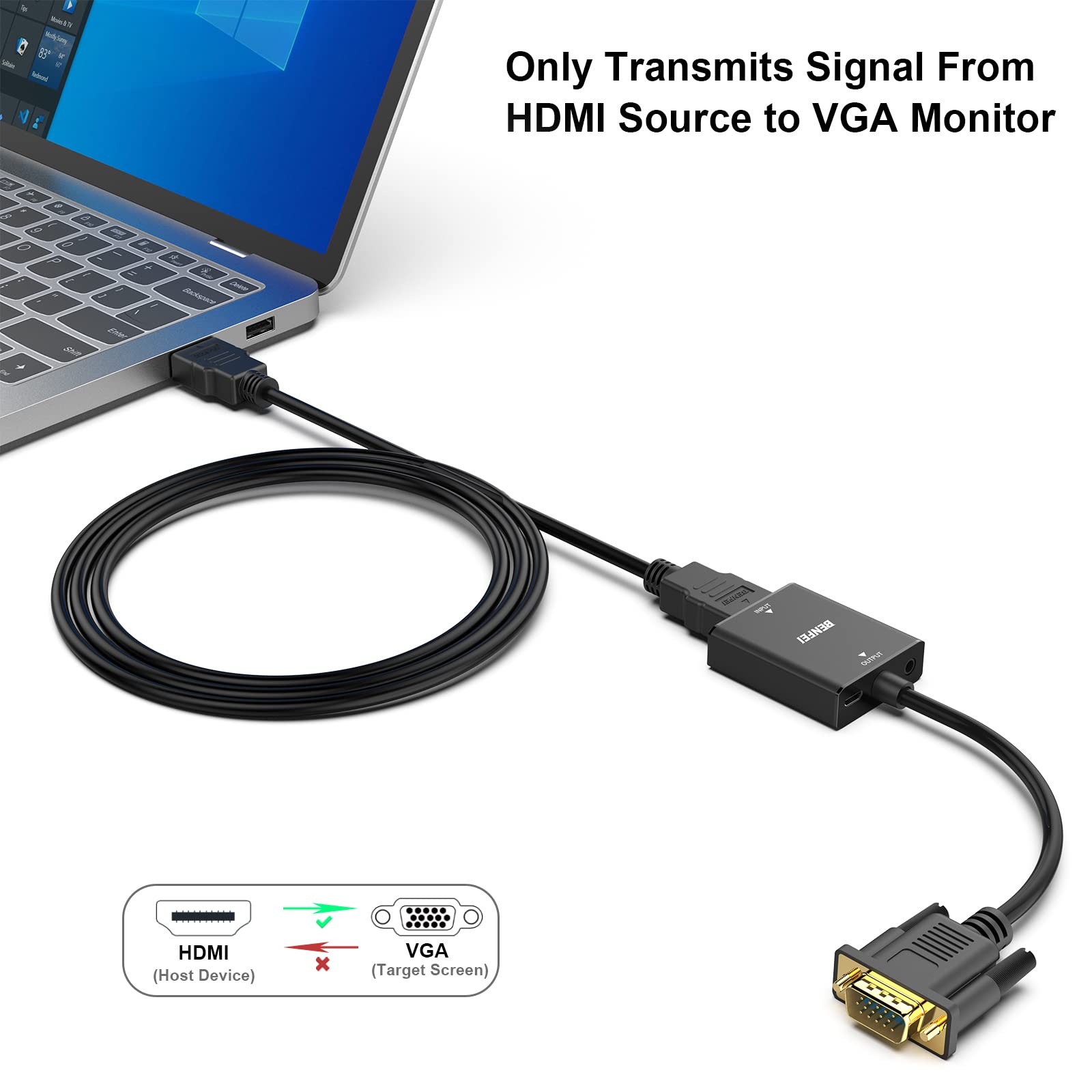 Foto 4 | Adaptador Hdmi A Vga Benfei Hdmi De Ordenador A Monitor Vga - Venta Internacional.