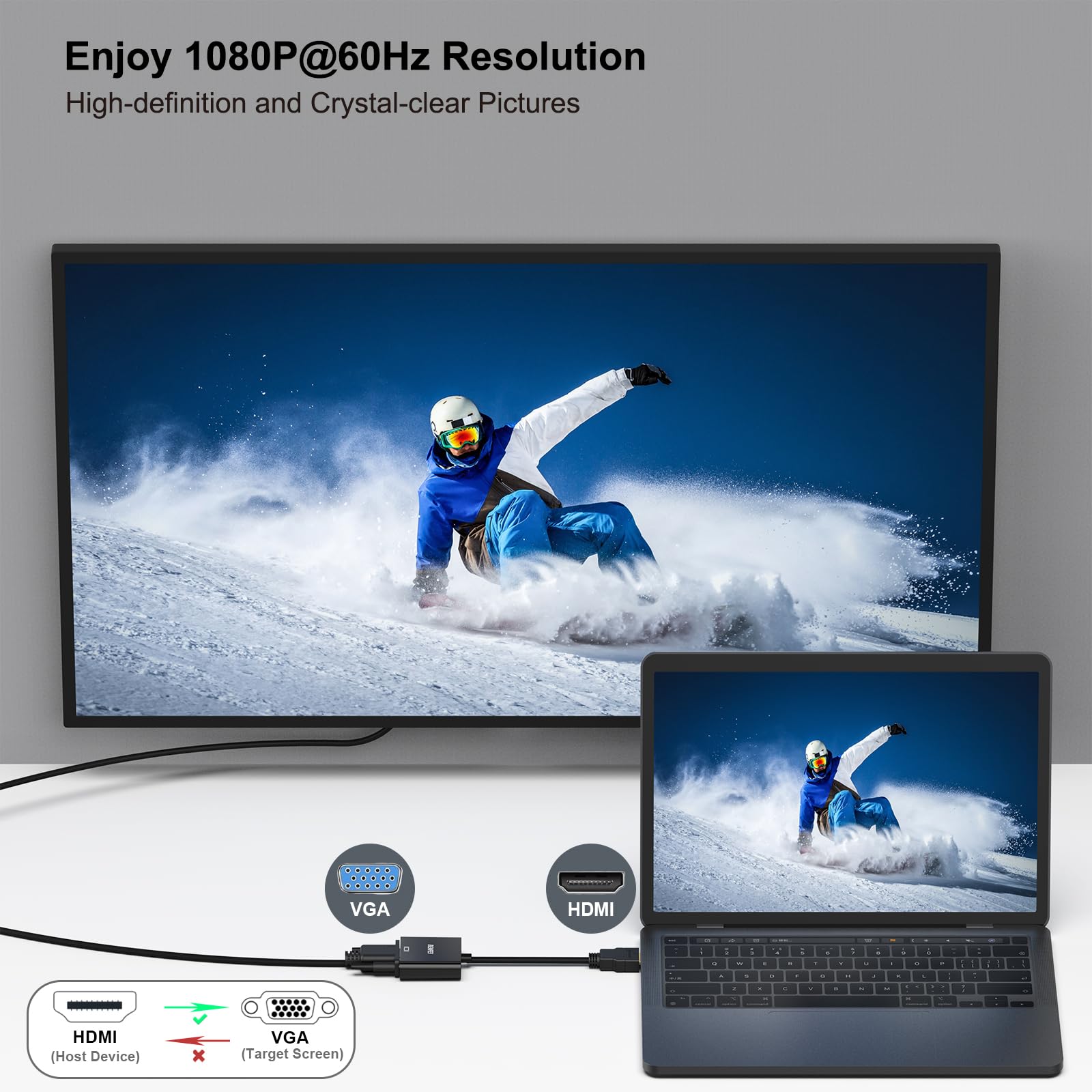 Foto 5 | Adaptador Hdmi A Vga Benfei Chapado En Oro (macho A Hembra) - Venta Internacional.