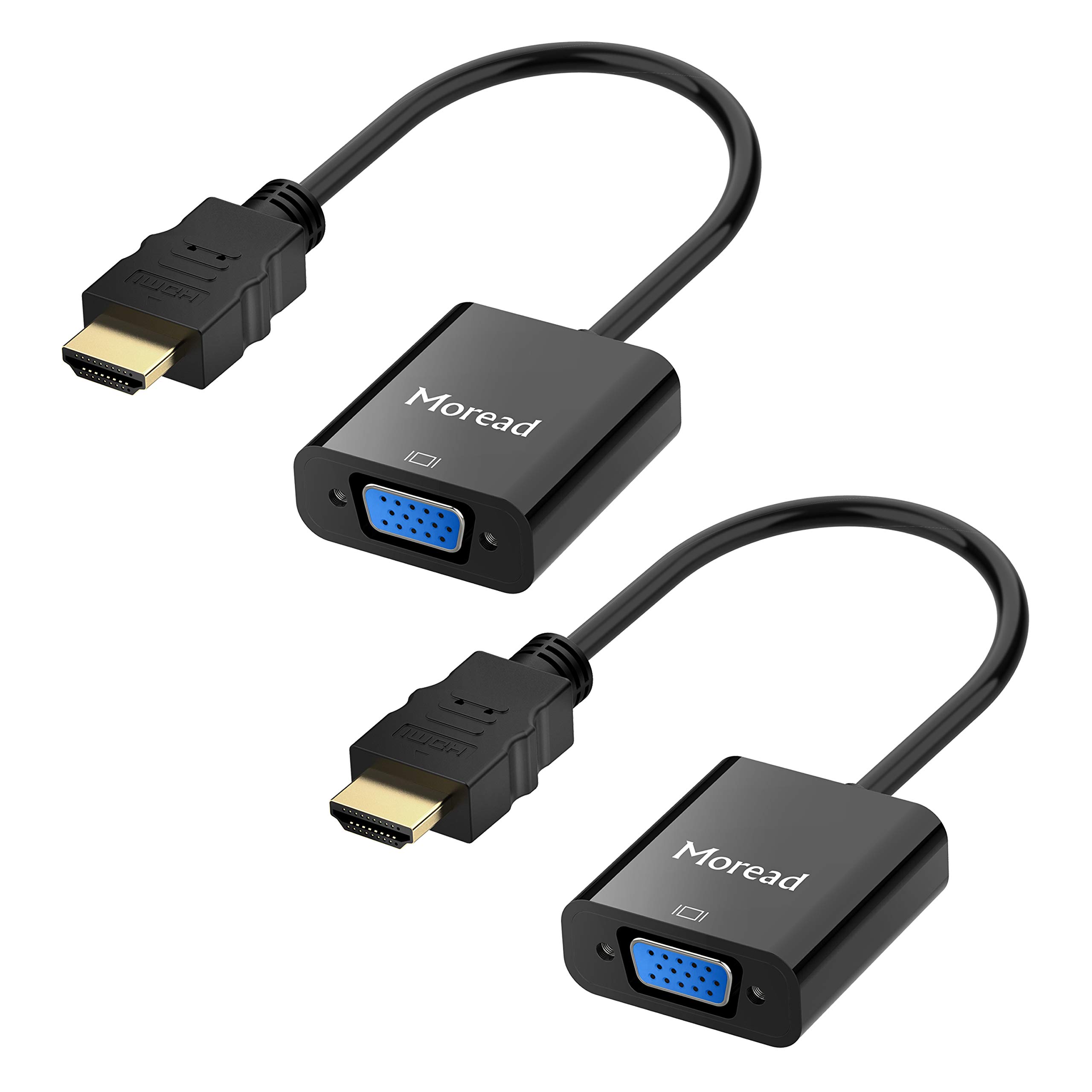 Adaptador Hdmi A Vga Moread, Paquete De 2, Negro Chapado En Oro - Venta Internacional.