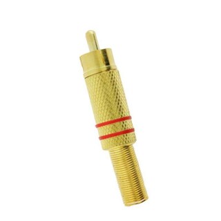 Foto 1 | Conector RCA Romms Macho de Metal Dorado con Resorte Indicador Rojo