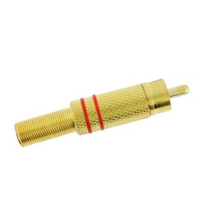 Foto 2 | Conector RCA Romms Macho de Metal Dorado con Resorte Indicador Rojo