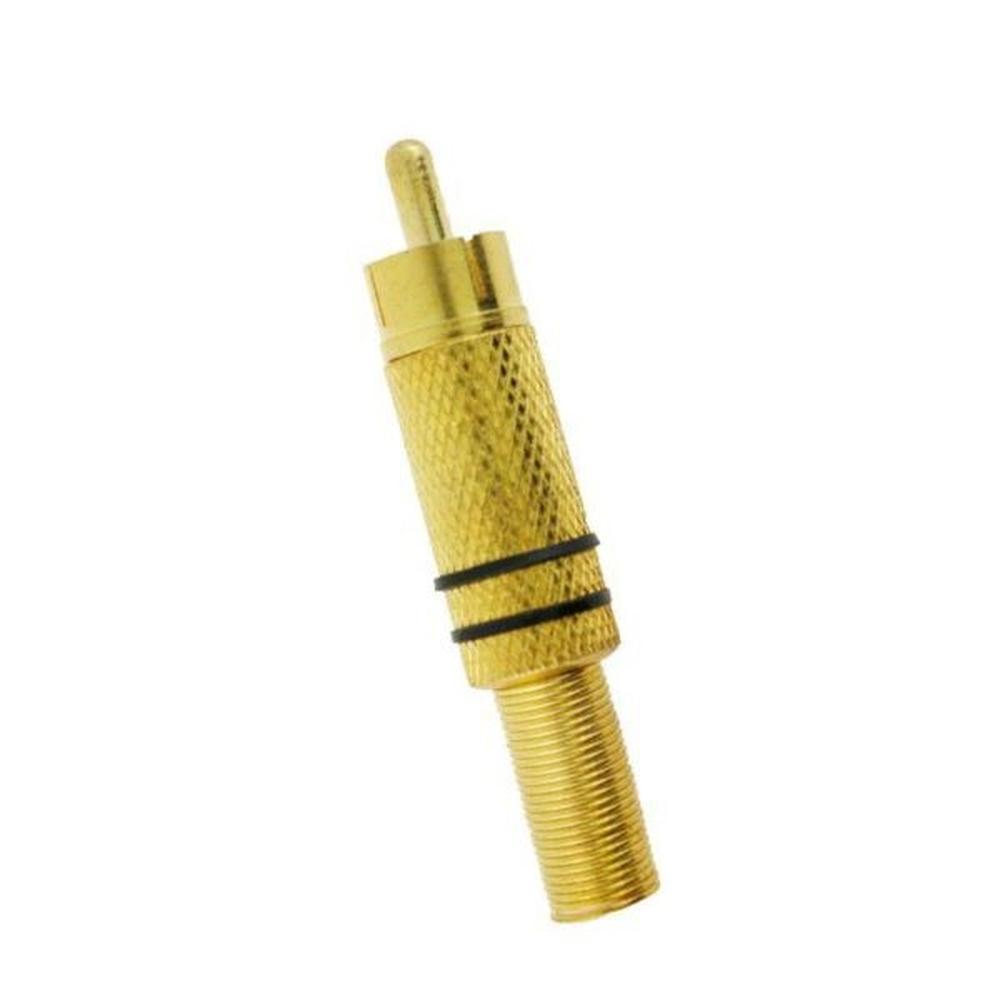 Foto 2 pulgar | Conector Romms RCA Macho de Metal Dorado con Resorte Indicador Negro