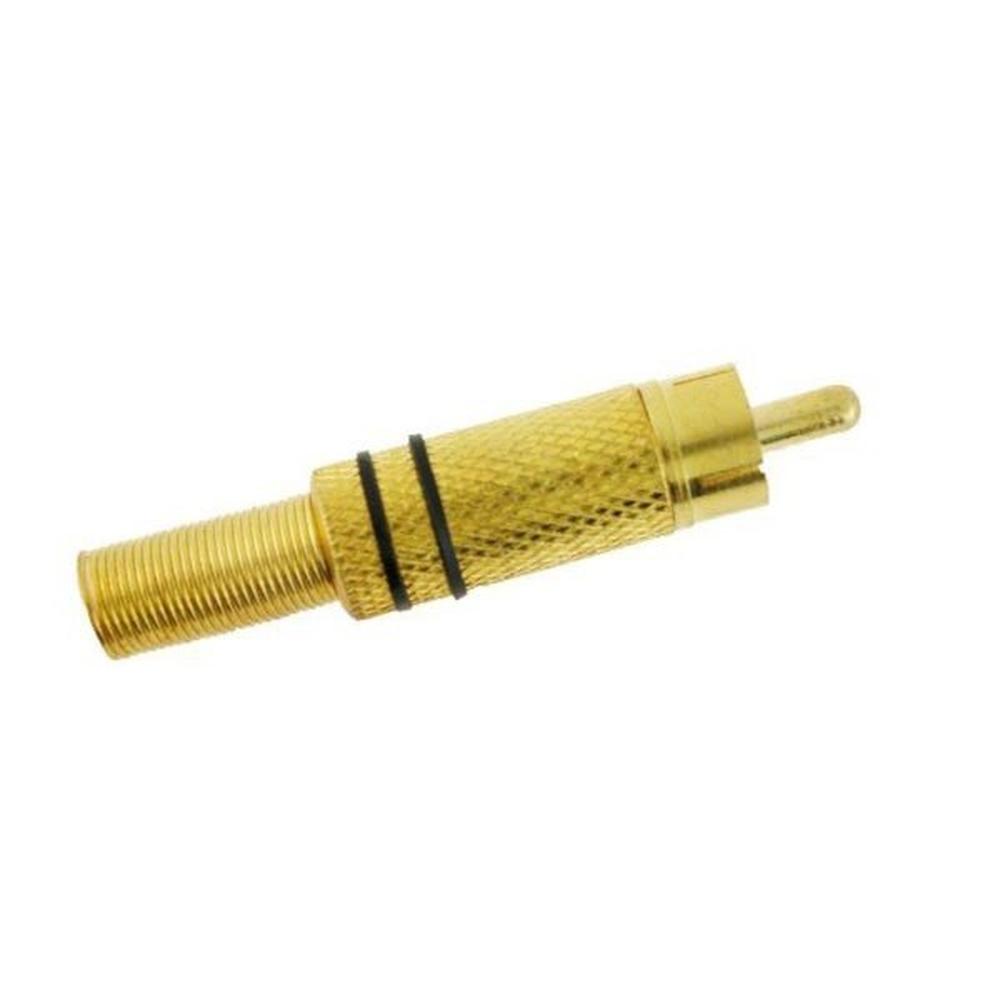 Foto 3 pulgar | Conector Romms RCA Macho de Metal Dorado con Resorte Indicador Negro
