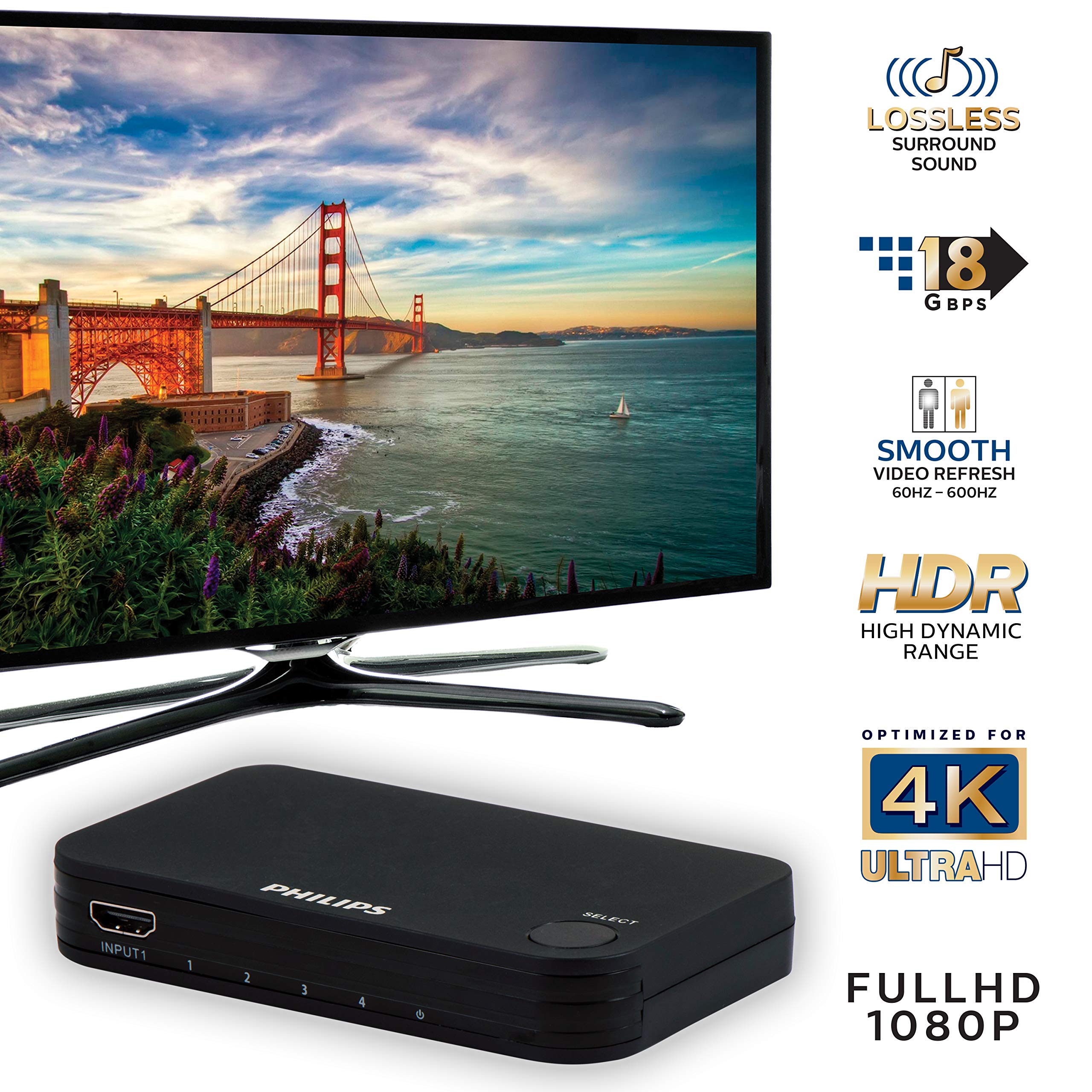 Foto 4 | Conmutador Hdmi Philips Swv9484b/27 Para 4 Dispositivos Con Control Remoto Inalámbrico - Venta Internacional.
