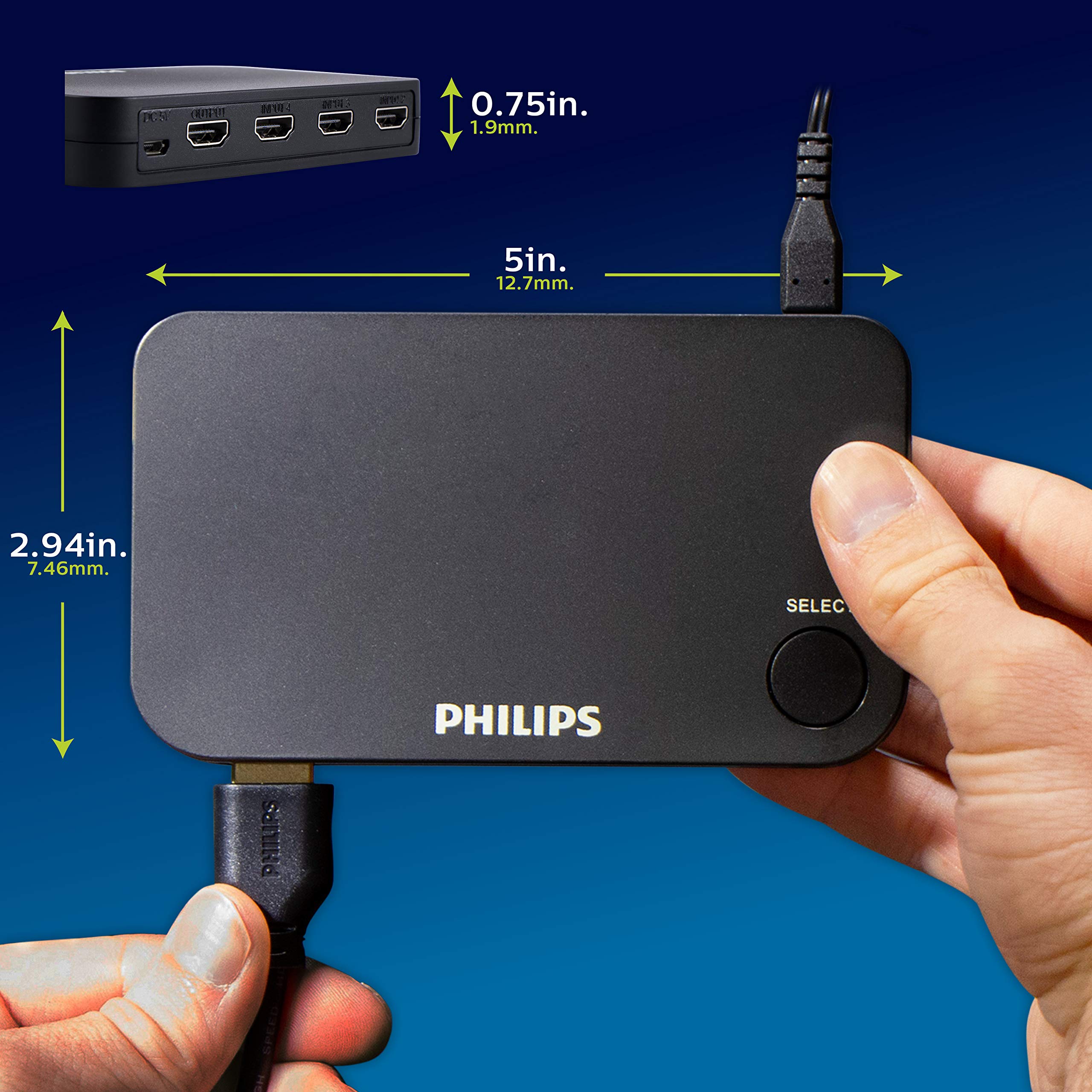 Foto 7 pulgar | Conmutador Hdmi Philips Swv9484b/27 Para 4 Dispositivos Con Control Remoto Inalámbrico - Venta Internacional.
