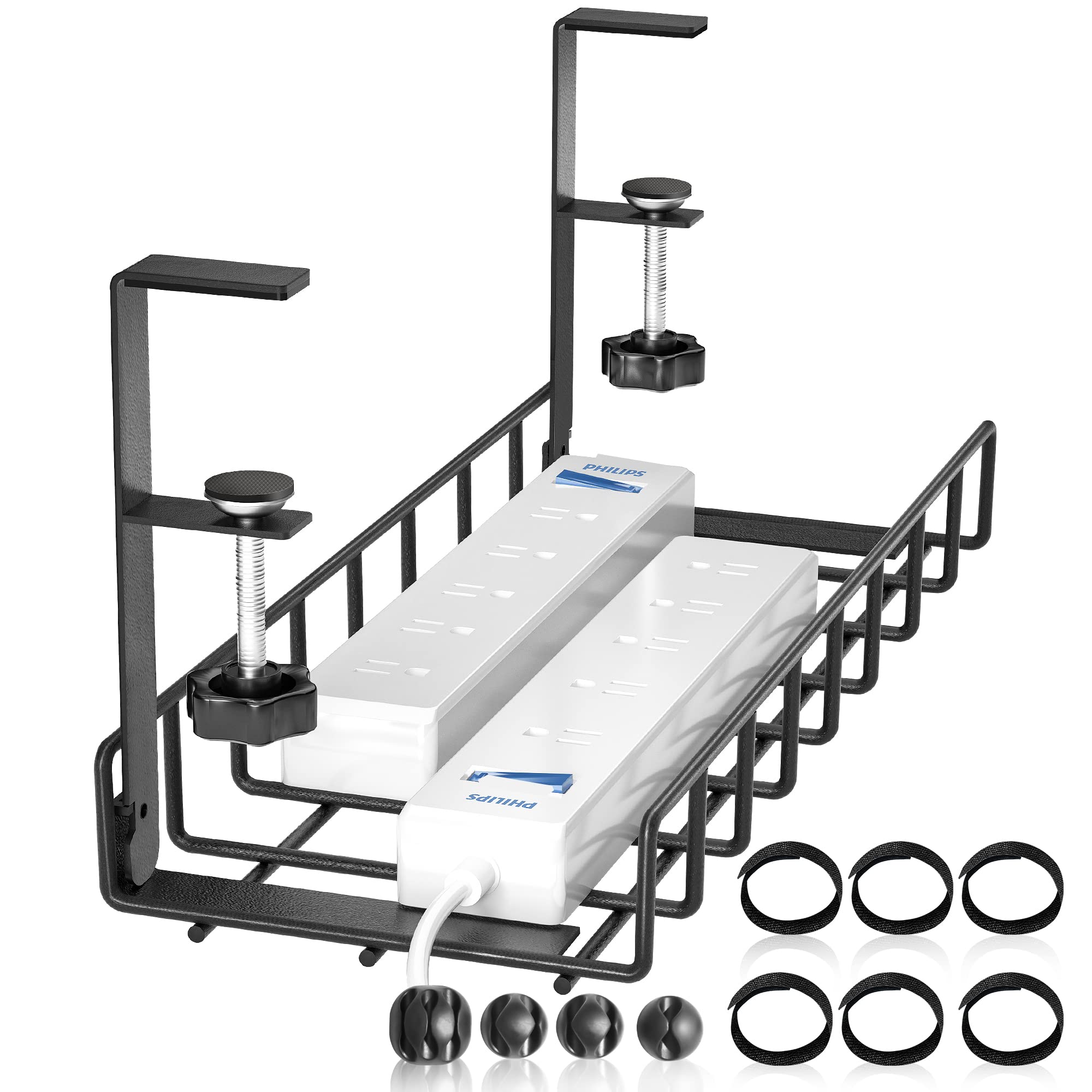 Bandeja De Gestión De Cables Para Colocar Debajo Del Escritorio Xpatee, No Drill, Negra - Venta Internacional.