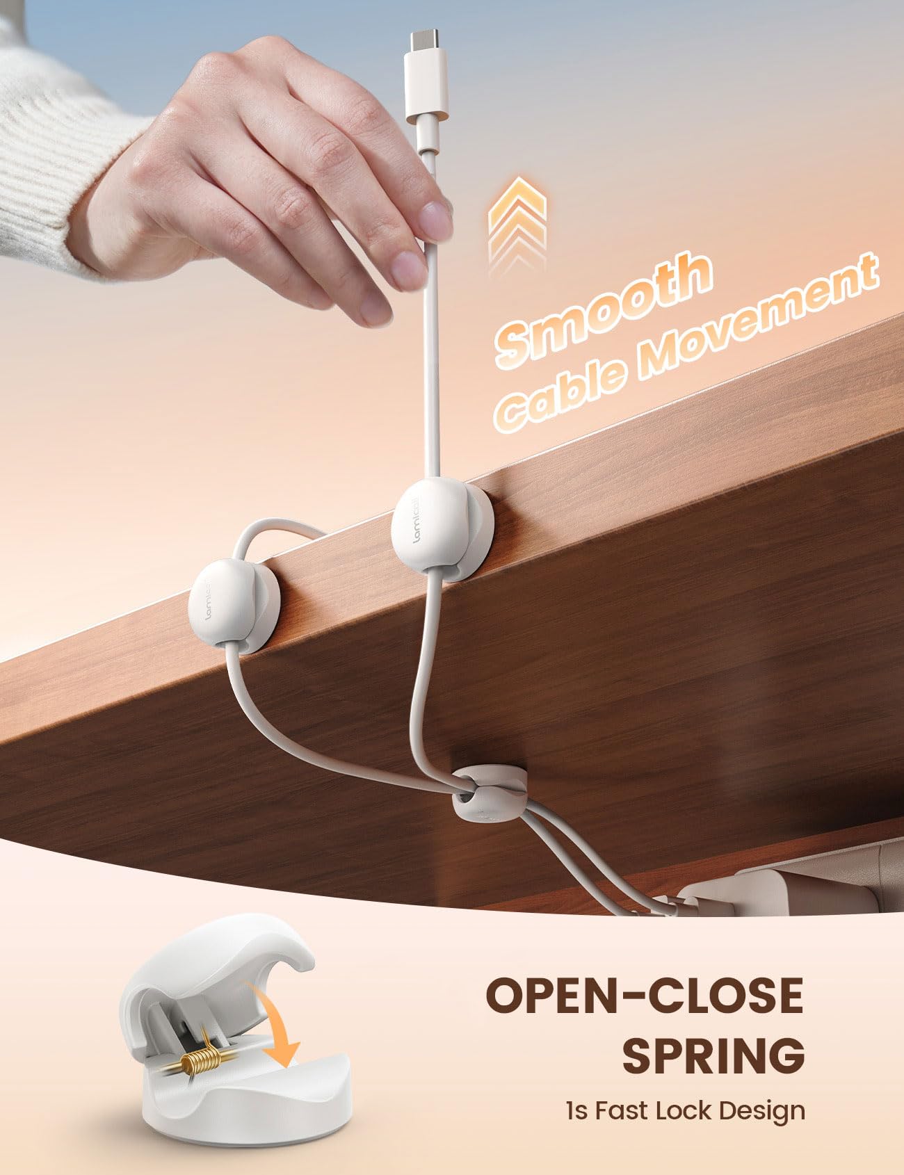 Foto 4 pulgar | Organizador De Cables Lamicall Spring, Clips De Gestión De Cables, Paquete De 6 - Venta Internacional.