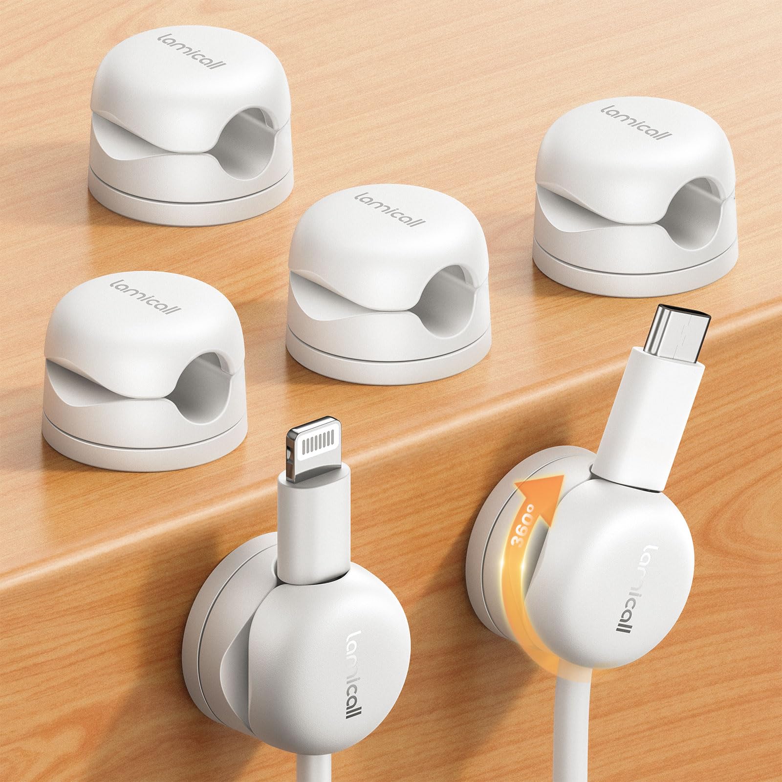 Foto 2 pulgar | Organizador De Cables Lamicall, Paquete De 6 Soportes Para Cables, Blanco - Venta Internacional.