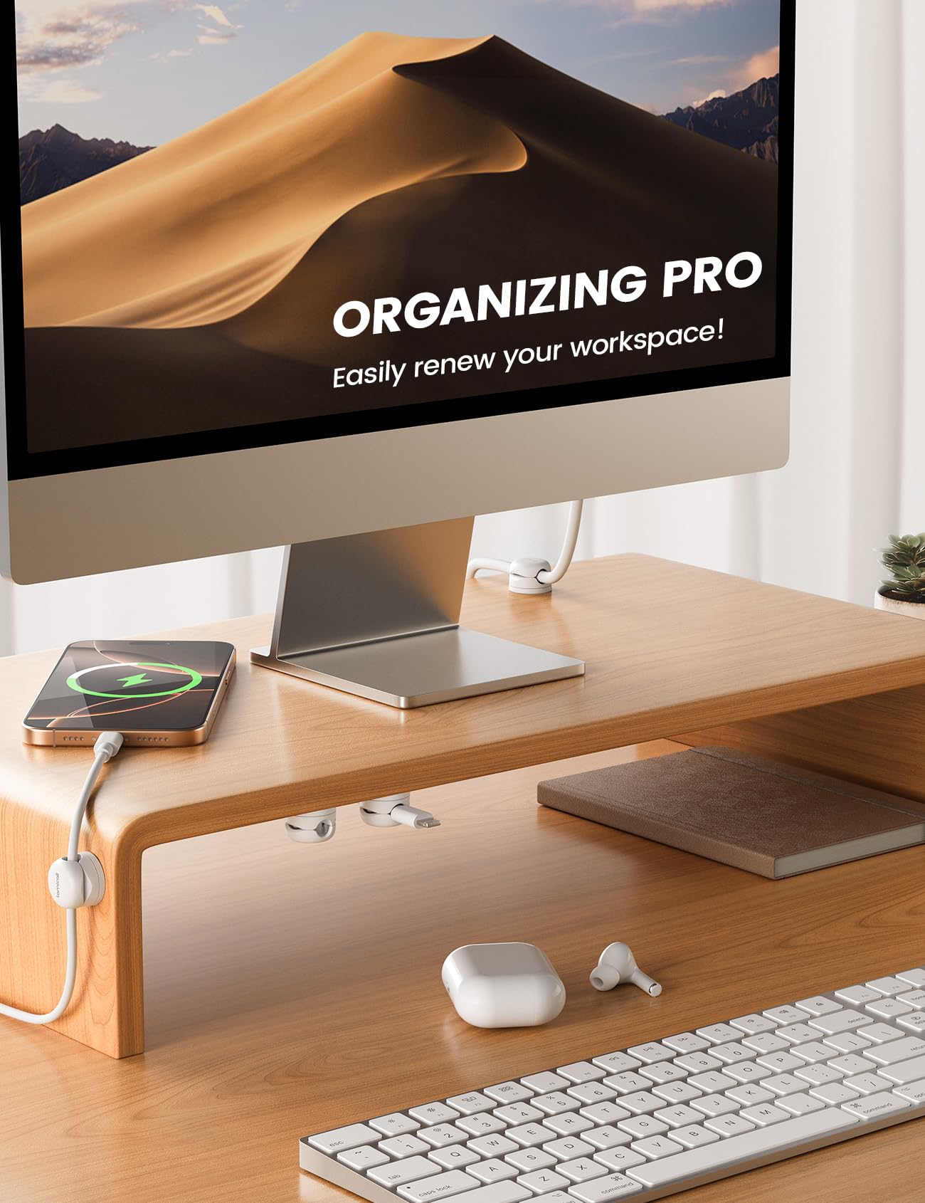 Foto 4 pulgar | Organizador De Cables Lamicall, Paquete De 6 Soportes Para Cables, Blanco - Venta Internacional.