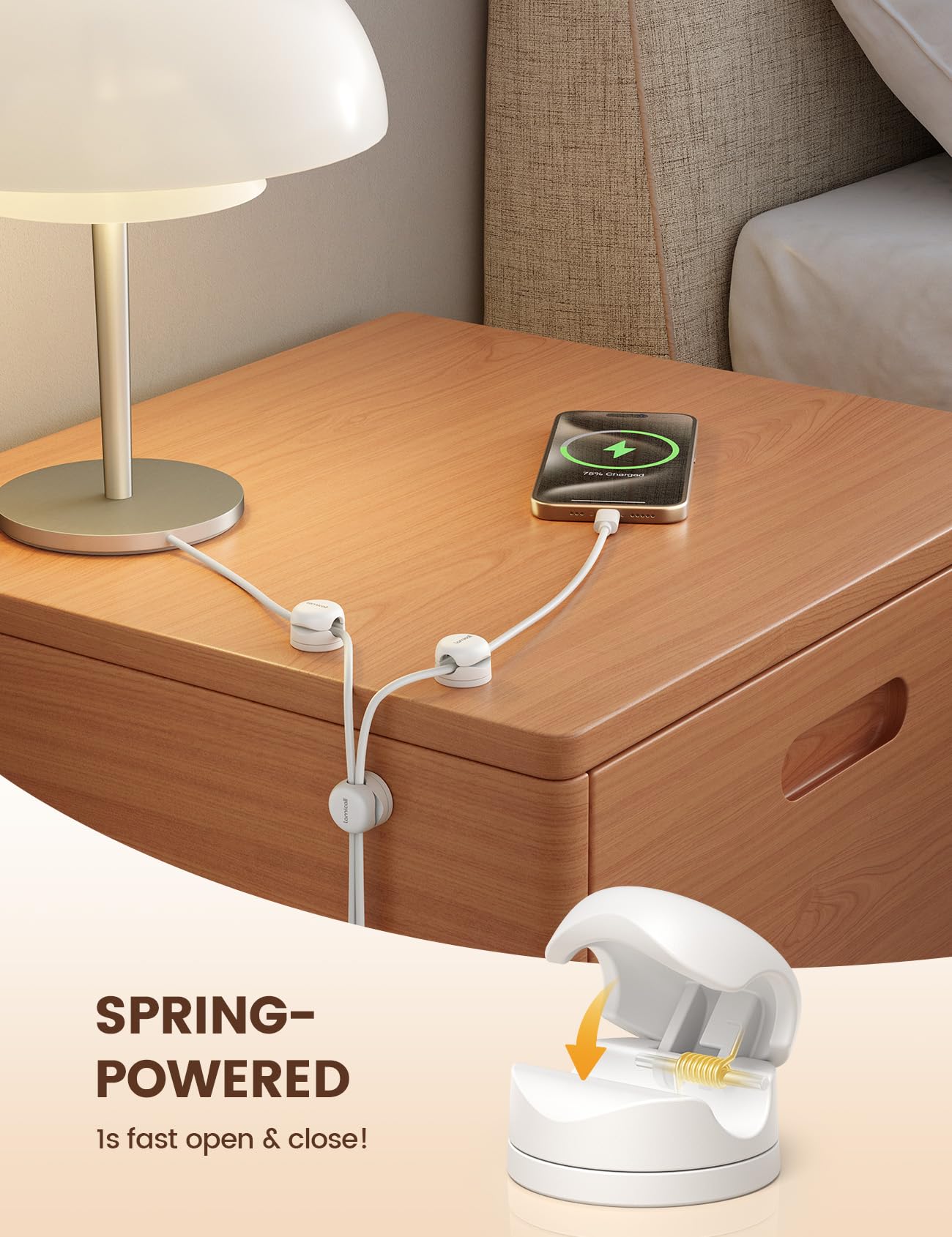 Foto 4 | Organizador De Cables Lamicall, Paquete De 6 Soportes Para Cables, Blanco - Venta Internacional.