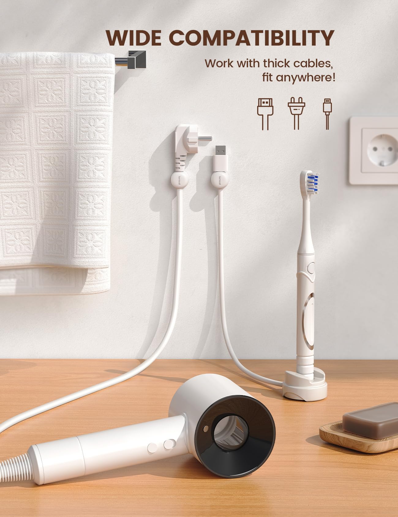 Foto 6 pulgar | Organizador De Cables Lamicall, Paquete De 6 Soportes Para Cables, Blanco - Venta Internacional.