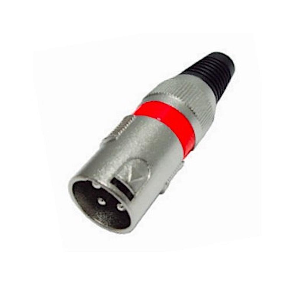 Foto 2 pulgar | Conector Xlr Macho De 3 Pines Con Seguro Rojo