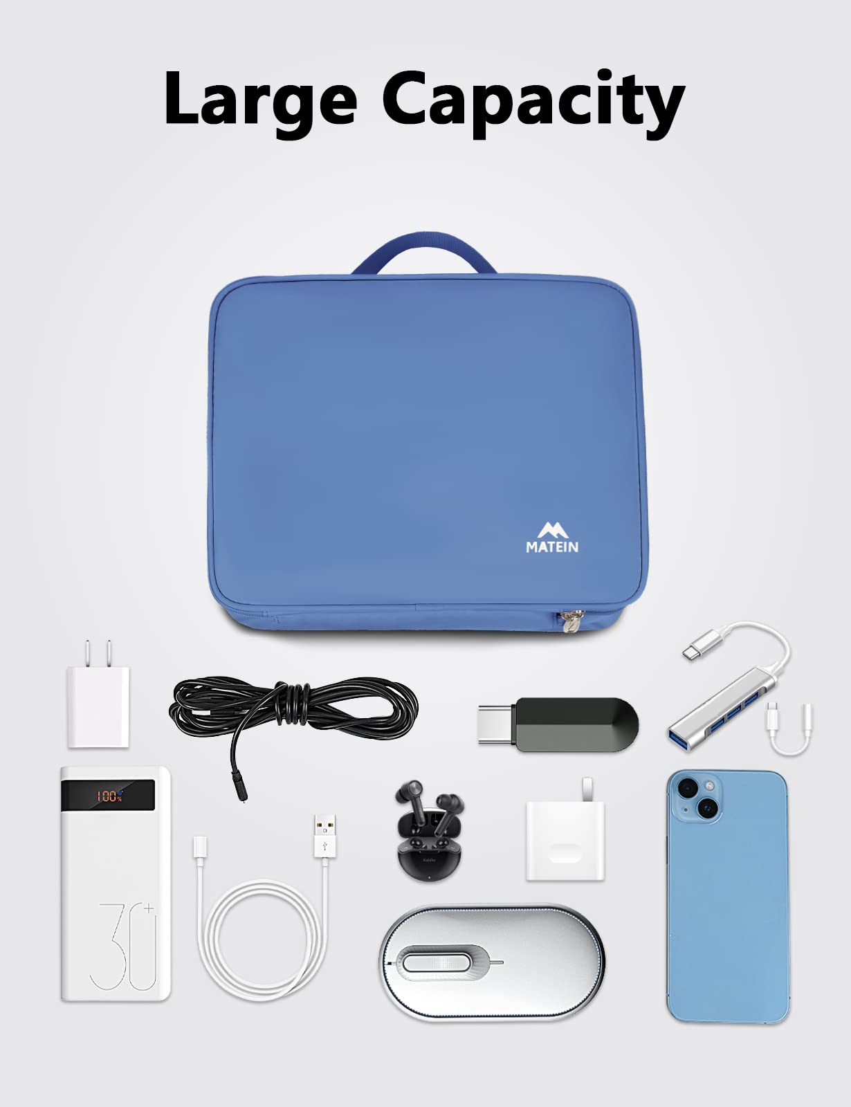 Foto 3 pulgar | Travel Tech Organizer Matein - Bolsa Organizadora De Cables, Color Azul - Venta Internacional.