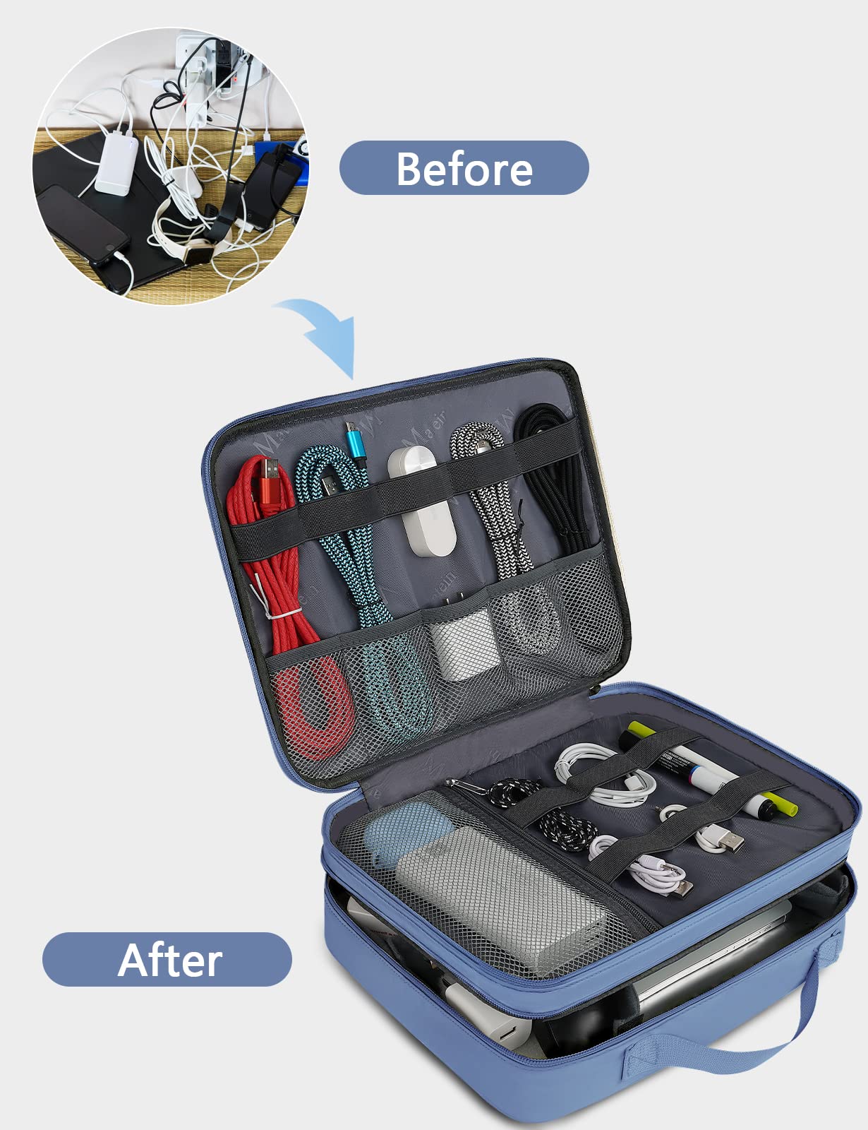 Foto 4 pulgar | Travel Tech Organizer Matein - Bolsa Organizadora De Cables, Color Azul - Venta Internacional.
