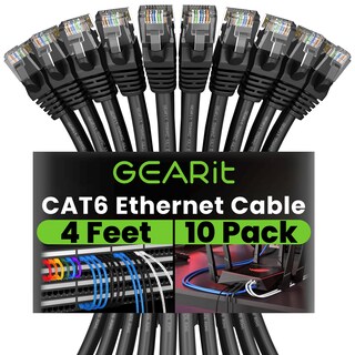 Foto 1 | Cable Ethernet Gearit Cat 6, 1,2 M (4 Pies), Paquete De 10 Gbps Rj45, 10 Gbps, Negro - Venta Internacional.