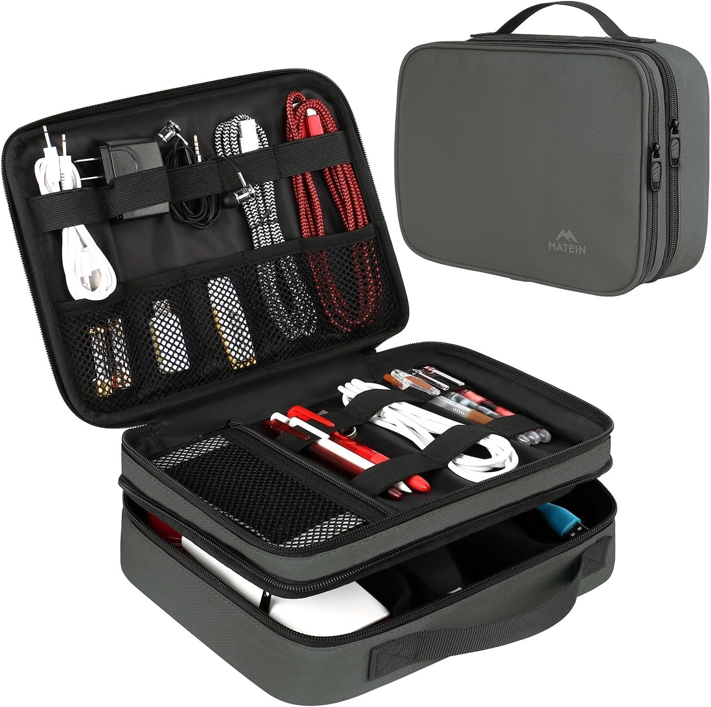 Foto 1 | Organizador De Viaje Para Electrónica Matein, Bolsa De Almacenamiento De Cables, Gris - Venta Internacional.