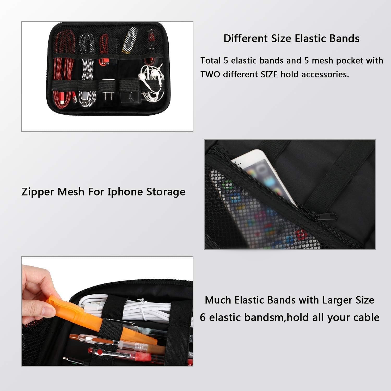 Foto 5 pulgar | Organizador De Viaje Para Electrónica Matein, Bolsa De Almacenamiento De Cables, Gris - Venta Internacional.