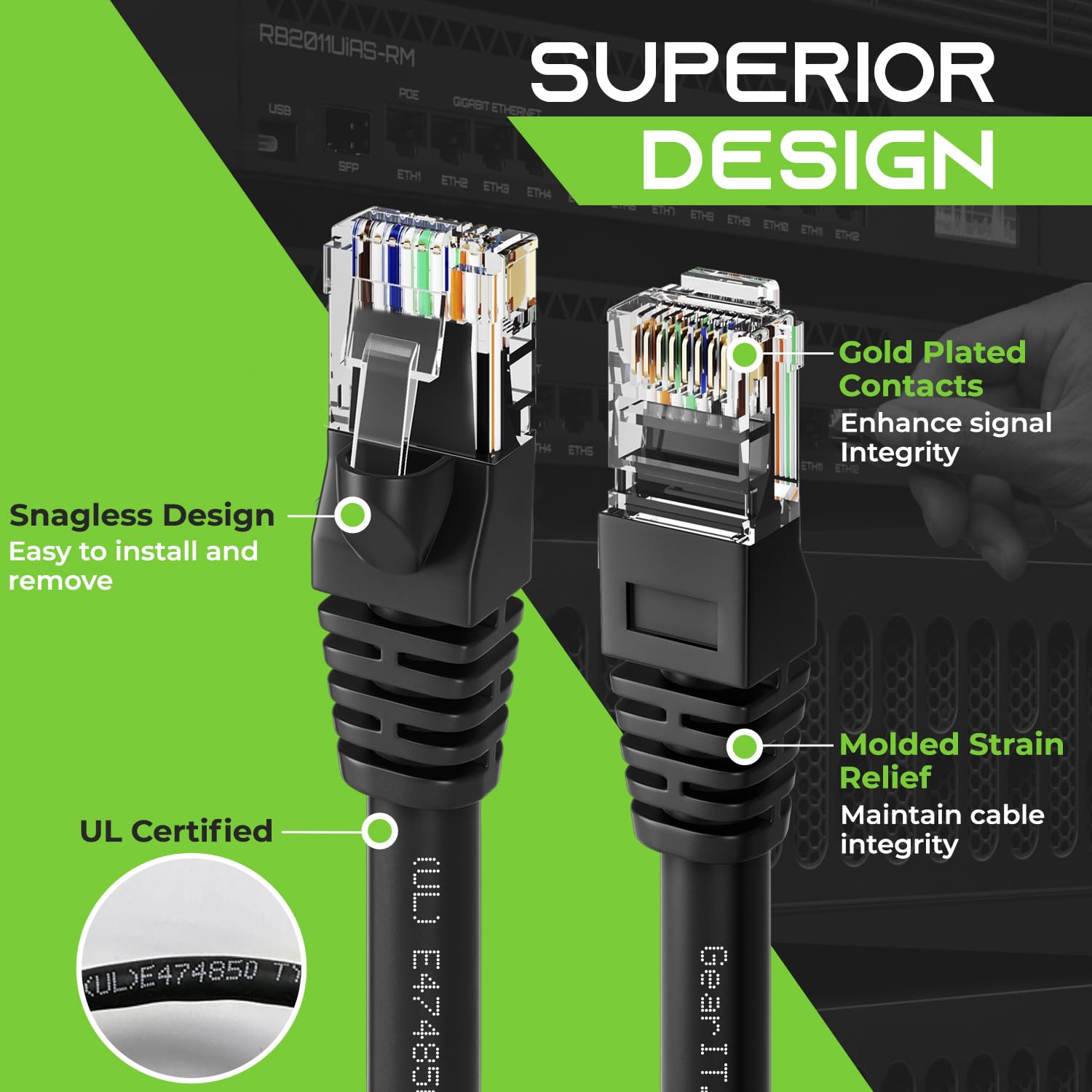 Foto 4 pulgar | Cable Ethernet Gearit Cat 6, 20 Pies (6 M), Negro, Paquete De 10 - Venta Internacional.