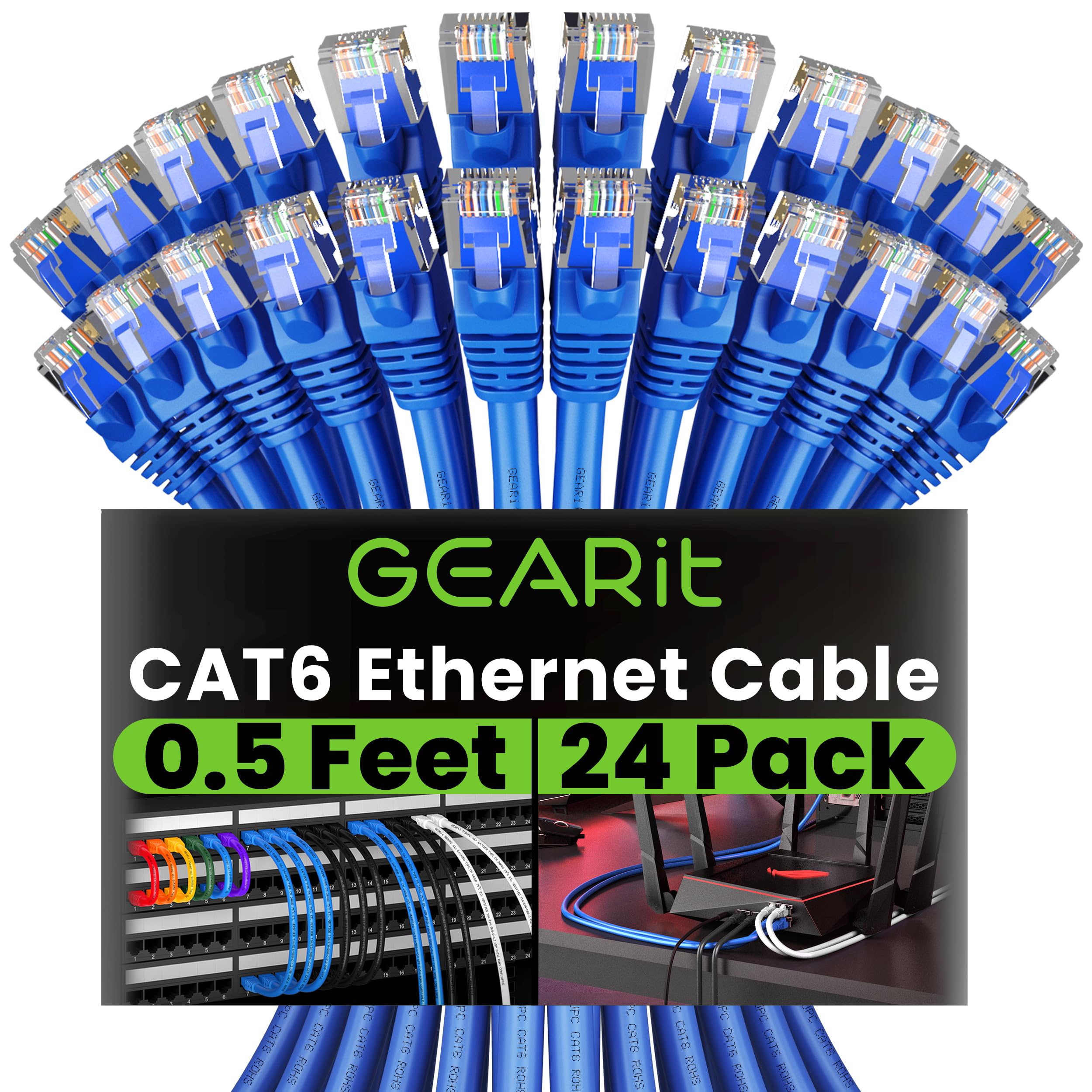 Foto 1 | Cable Ethernet Gearit Cat 6 (paquete De 24, 15 Cm), 10 Gbps Rj45, Azul - Venta Internacional.
