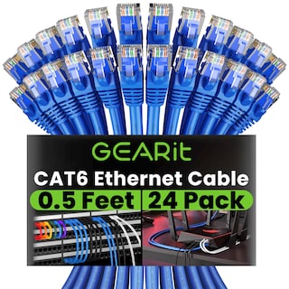 Foto 1 | Cable Ethernet Gearit Cat 6 (paquete De 24, 15 Cm), 10 Gbps Rj45, Azul - Venta Internacional.