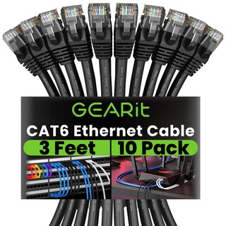 Foto 1 | Cable Ethernet Gearit Cat 6, 3 Pies (1 M), Paquete De 10 Gbps Rj45, 10 Gbps, Negro - Venta Internacional.