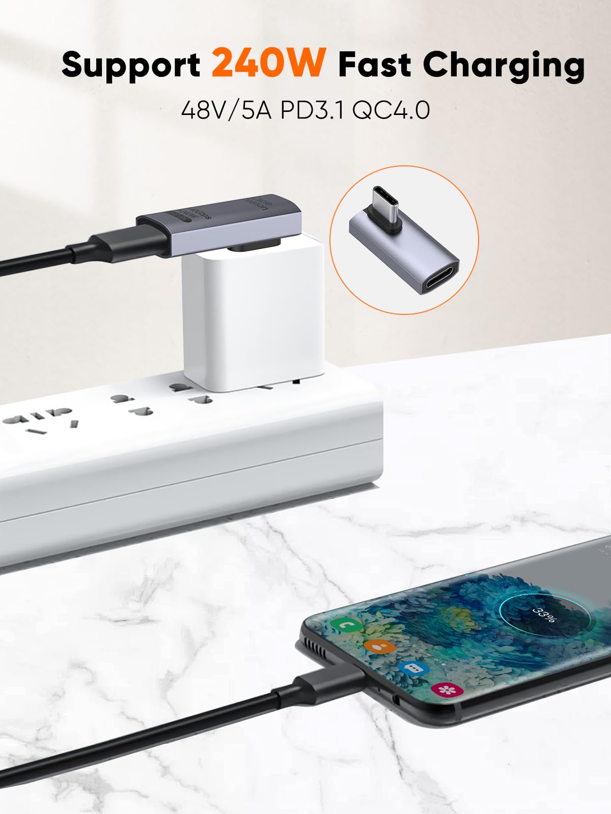 Foto 4 pulgar | Adaptador Usb C Cablecreation, Ángulo Recto De 90 Grados, 40 Gbps - Venta Internacional.