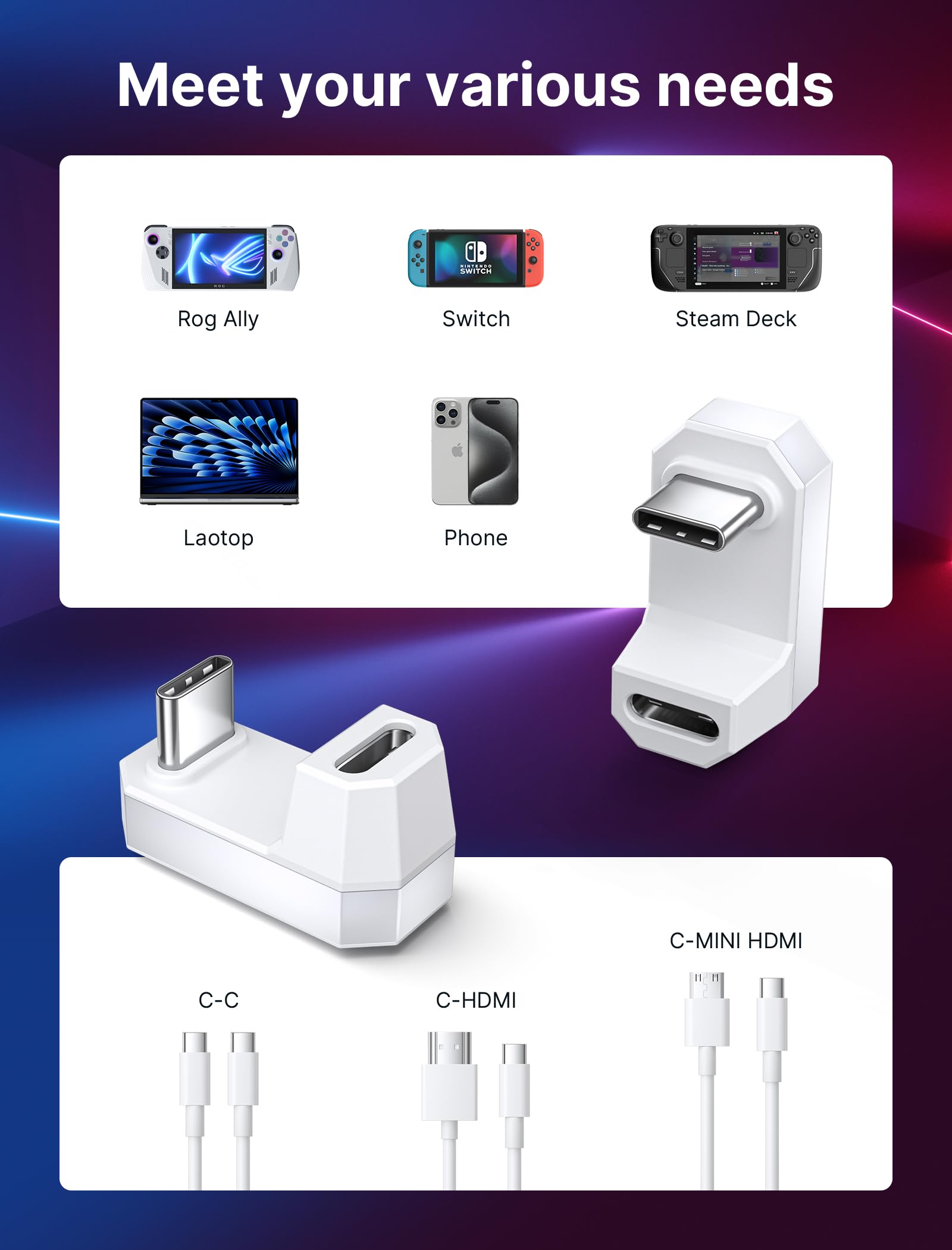 Foto 7 pulgar | Adaptador Usb-c A Usb-c Jsaux 180° 4.0/pd 100 W Blanco, Paquete De 2 - Venta Internacional.