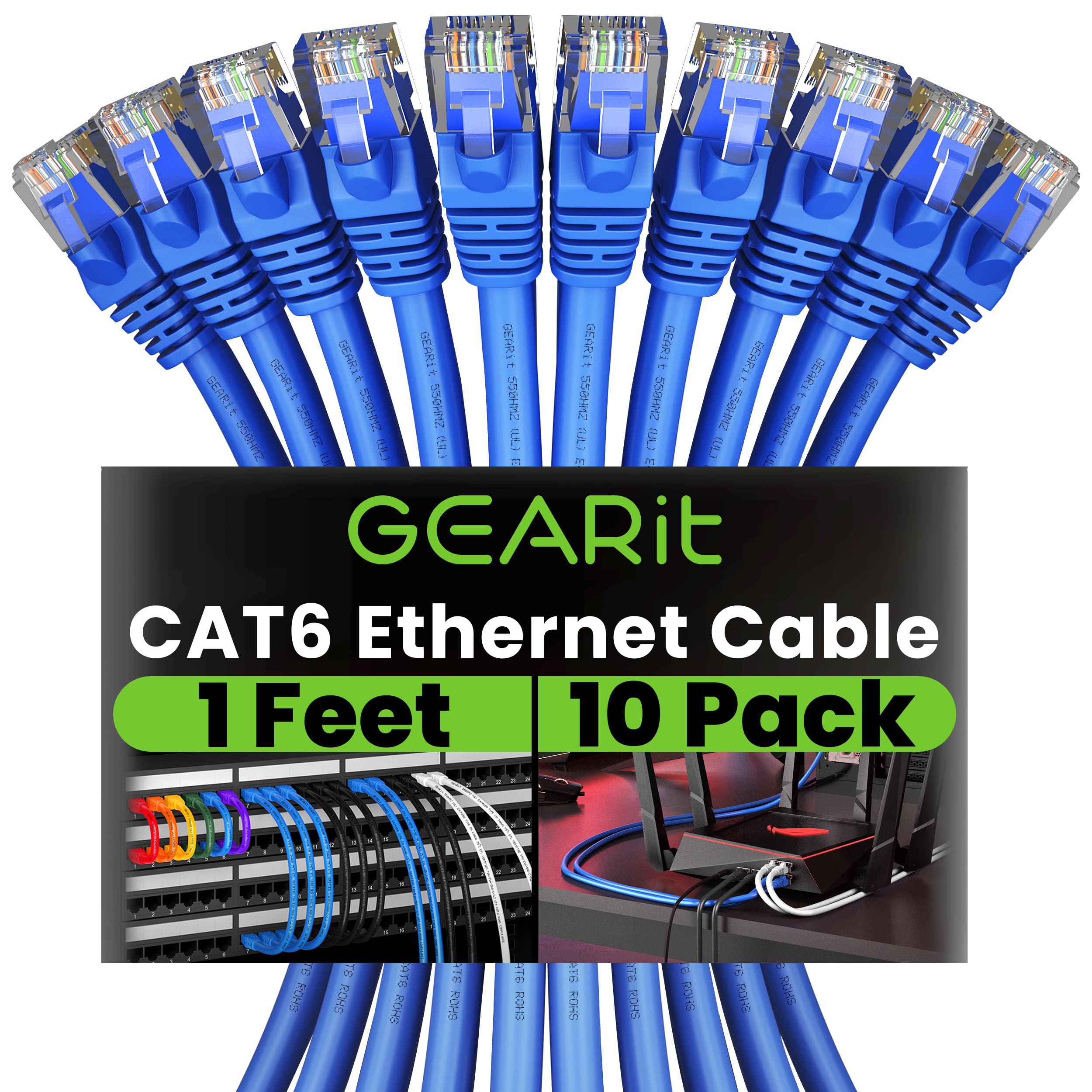 Foto 2 pulgar | Cable Ethernet Gearit Cat 6, Paquete De 10 Unidades, 30 Cm, 10 Gbps, Rj45, Azul - Venta Internacional.