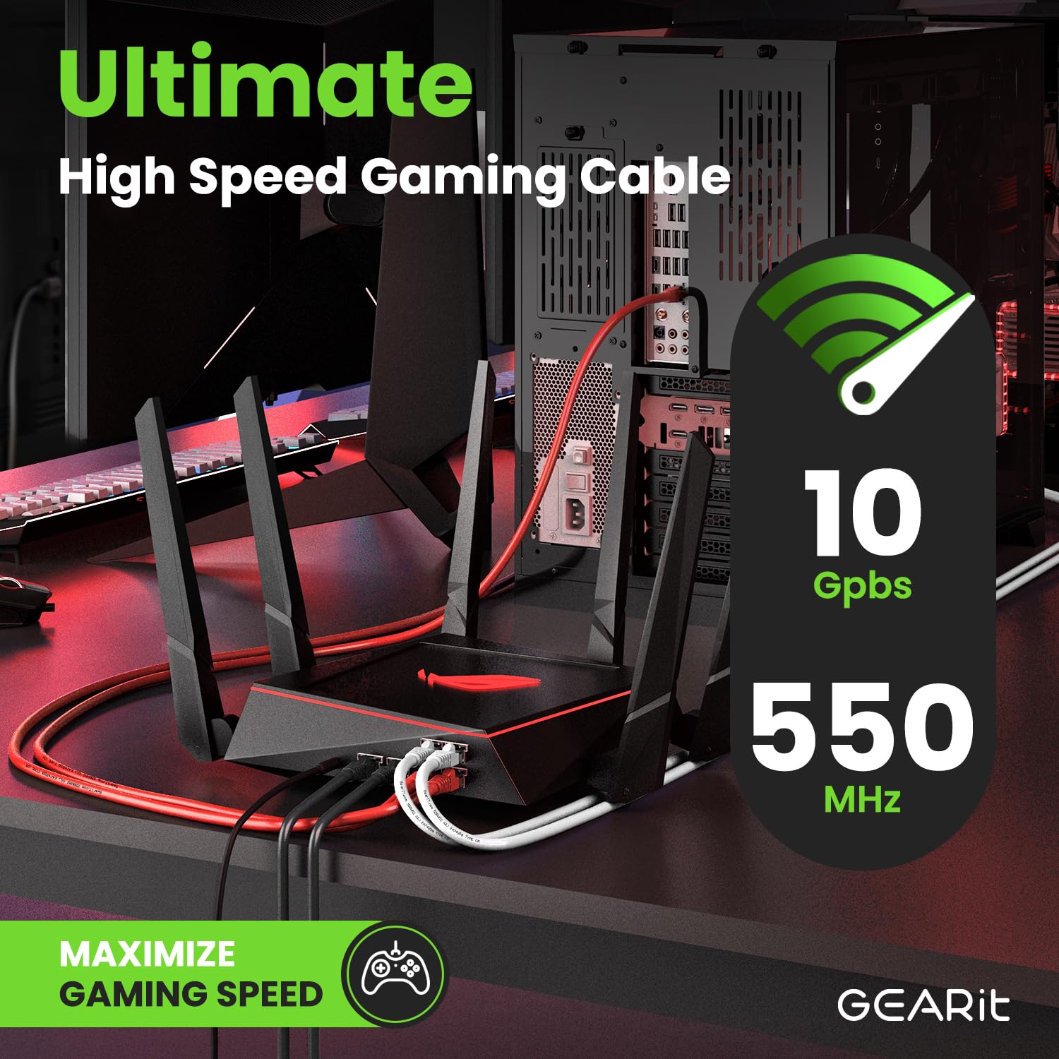 Foto 5 | Cable Ethernet Gearit Cat 6 (paquete De 10, 1,8 M), 10 Gbps Rj45, Rojo - Venta Internacional.