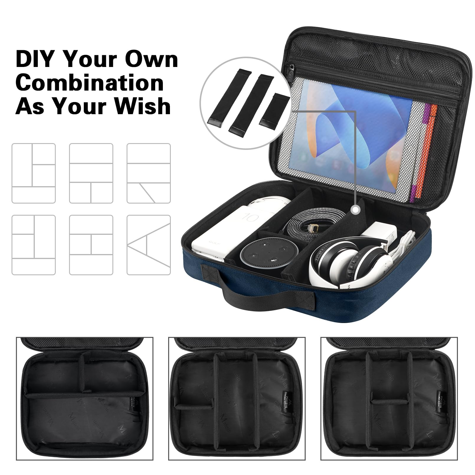 Foto 7 pulgar | Organizador De Cordones De Viaje Matein Para Hombre, Azul Marino, Hasta 12.9 Pulgadas - Venta Internacional.