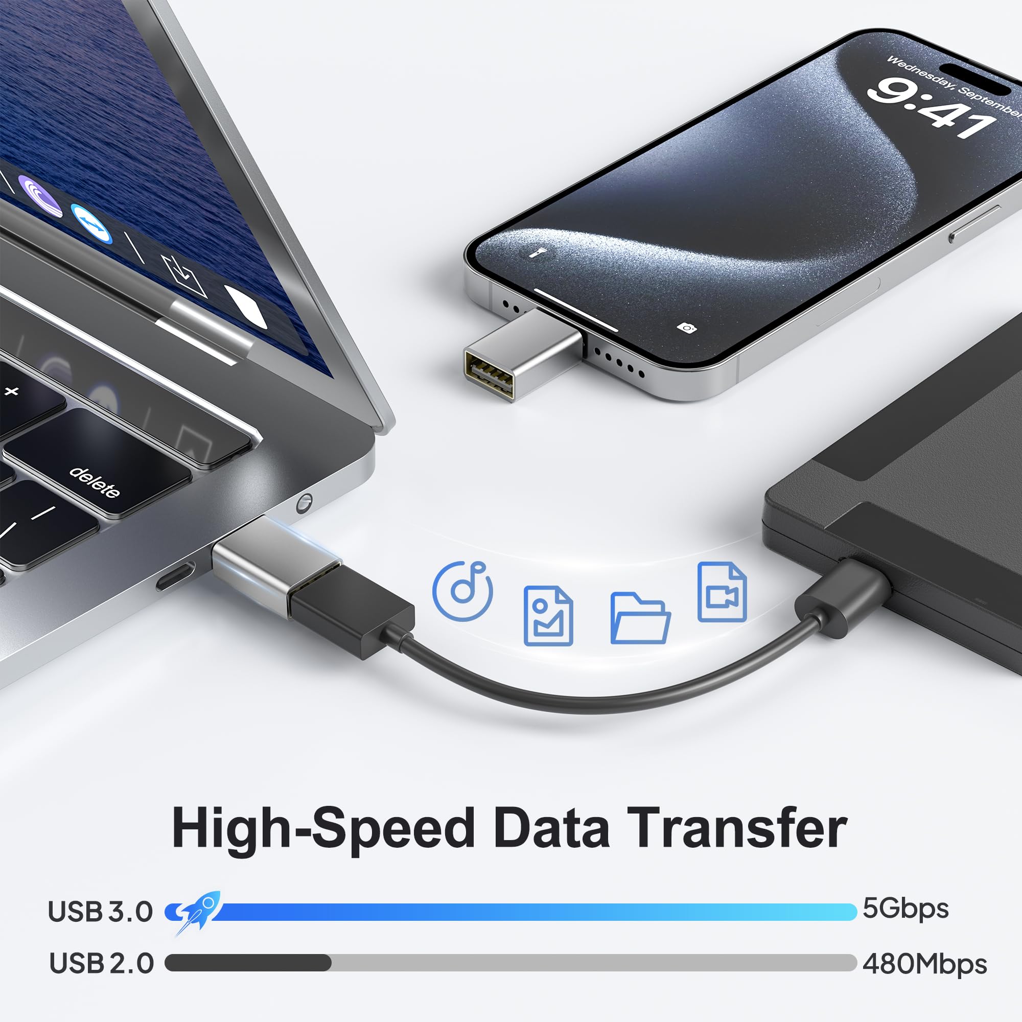 Foto 4 | Adaptador Usb-c Elebase Para Tesla Model 3/y, Paquete De 4 Unidades Usb 3.0 - Venta Internacional.
