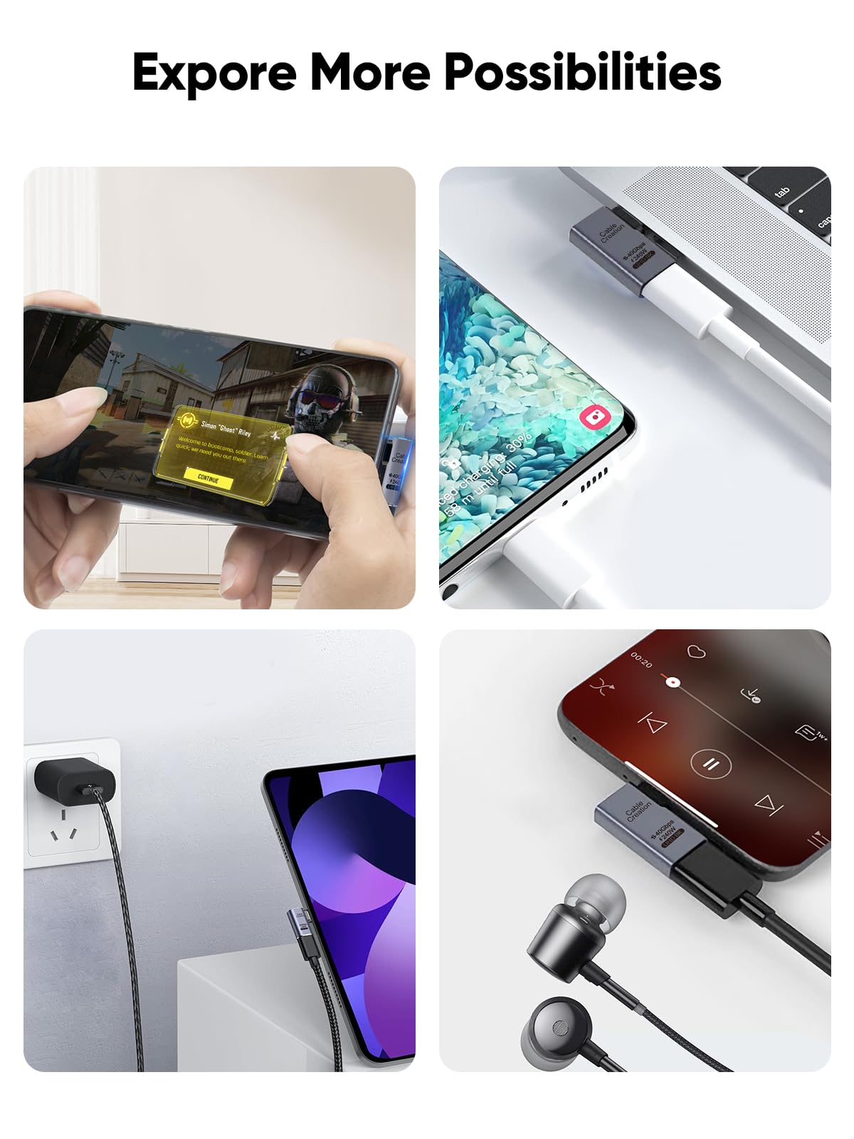 Foto 8 pulgar | Adaptador Usb C Cablecreation En Ángulo Recto 90°, 40 Gbps, 240 W, Paquete De 2 - Venta Internacional.