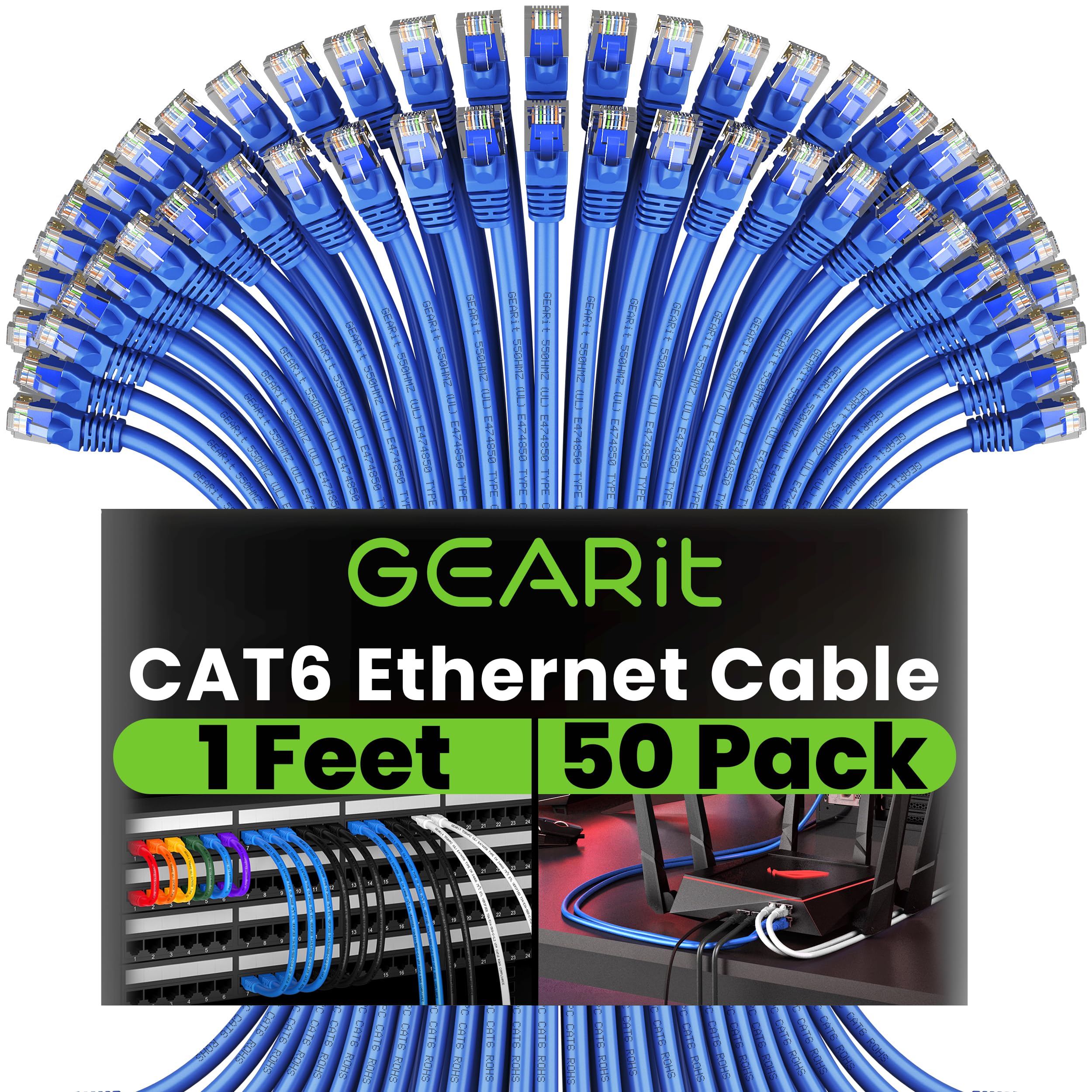 Foto 1 | Cable Ethernet Gearit Cat 6 De 1 Pie (30 Cm), 10 Gbps, 50 Unidades, Azul - Venta Internacional.