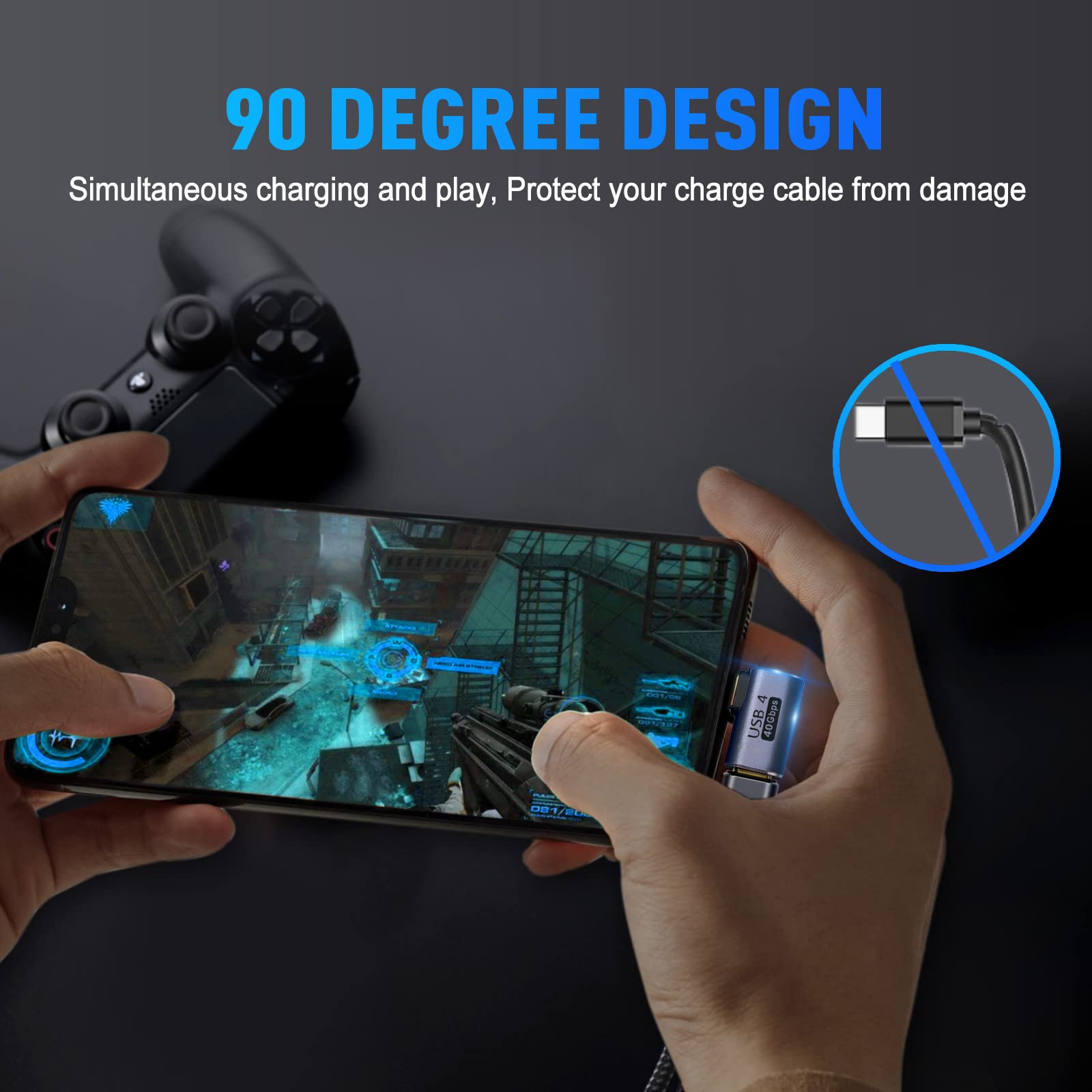 Foto 2 | Adaptador Usb C De 90 Grados Vcom Para Transferencia De Datos De 40 Gbps (paquete De 2) - Venta Internacional.