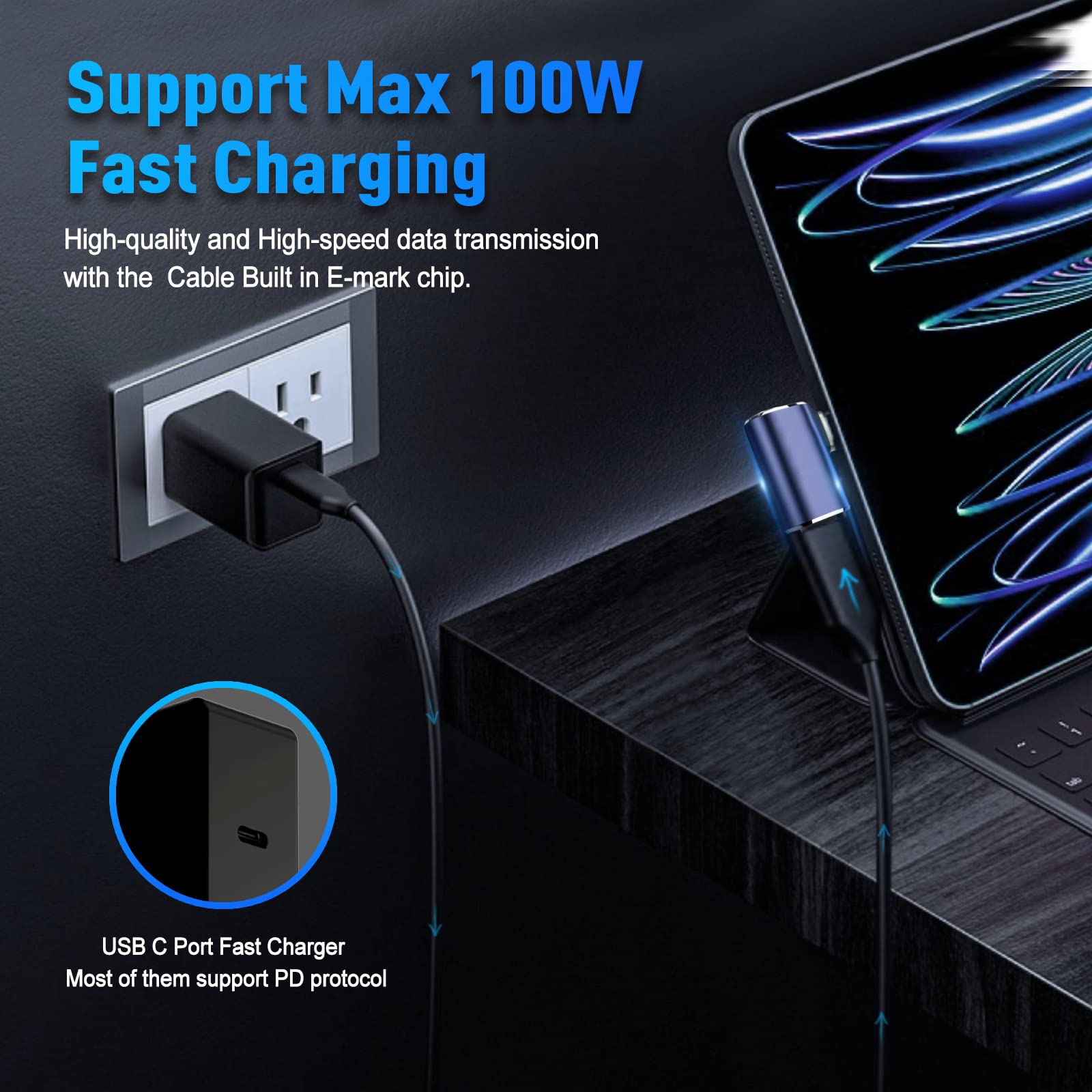 Foto 4 | Adaptador Usb C De 90 Grados Vcom Para Transferencia De Datos De 40 Gbps (paquete De 2) - Venta Internacional.
